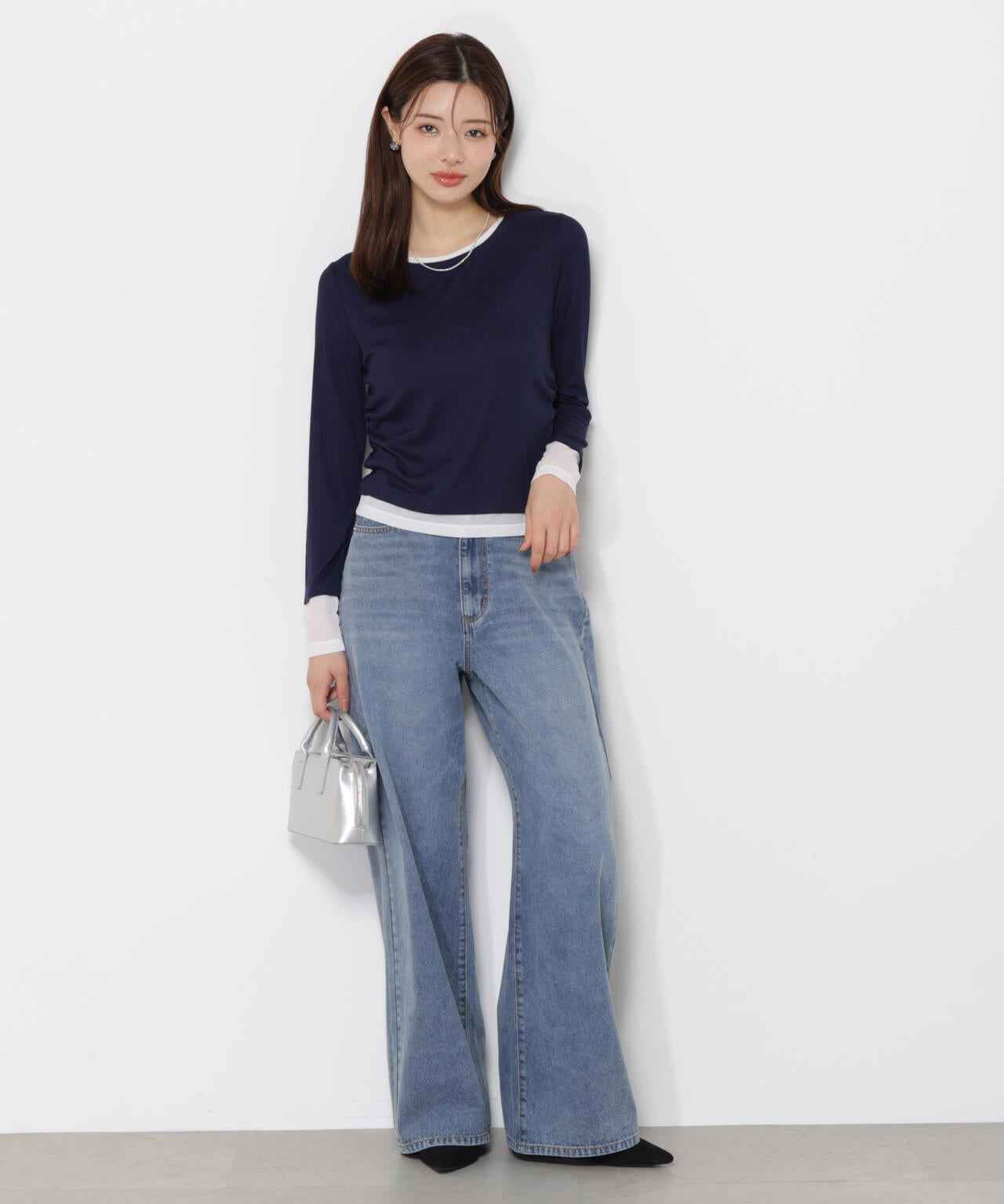 【松川星さん着用】＜ウォッシャブル＞レイヤード風テレコ