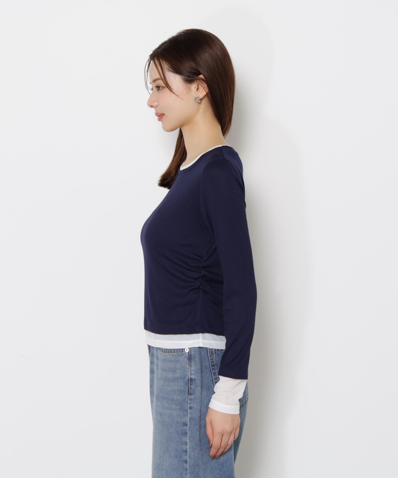 【松川星さん着用】＜ウォッシャブル＞レイヤード風テレコ