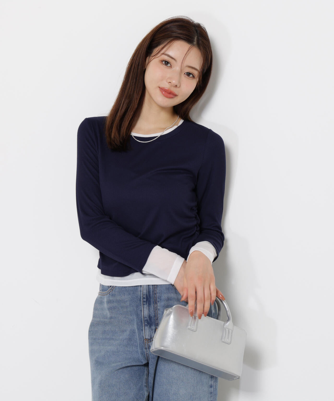 【松川星さん着用】＜ウォッシャブル＞レイヤード風テレコ