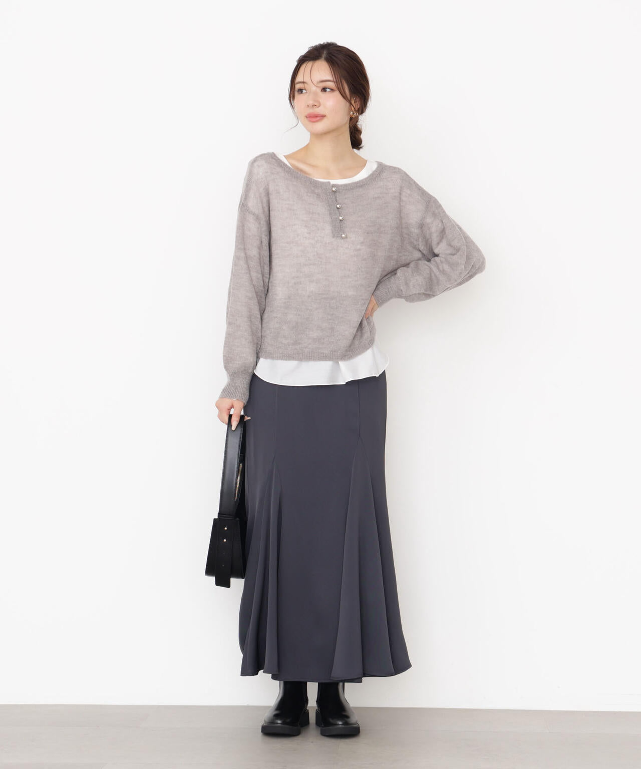 ハンドウォッシャブル＞レイヤードインナーカットソー