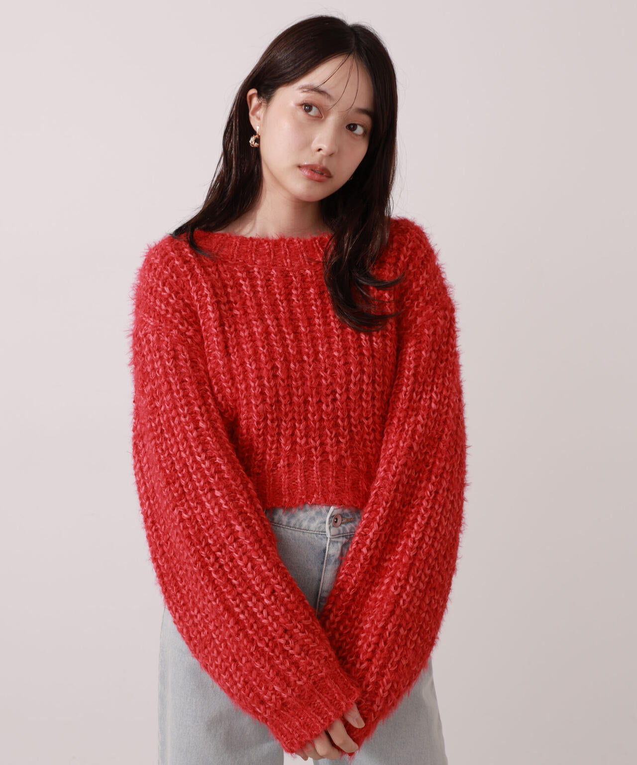 ローゲージざっくりニット