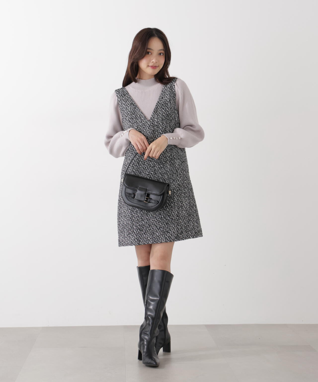 ＜ハンドウォッシャブル＞ハイネックボリュームスリーブニット