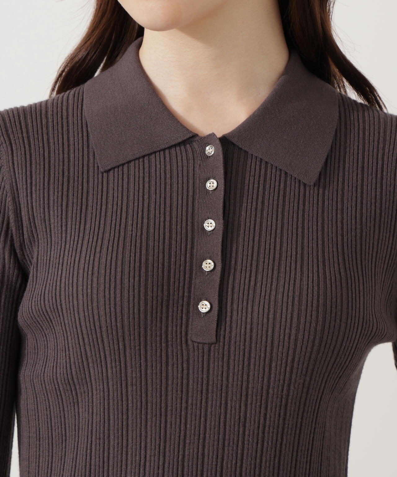 ＜ウォッシャブル＞ポロリブニット