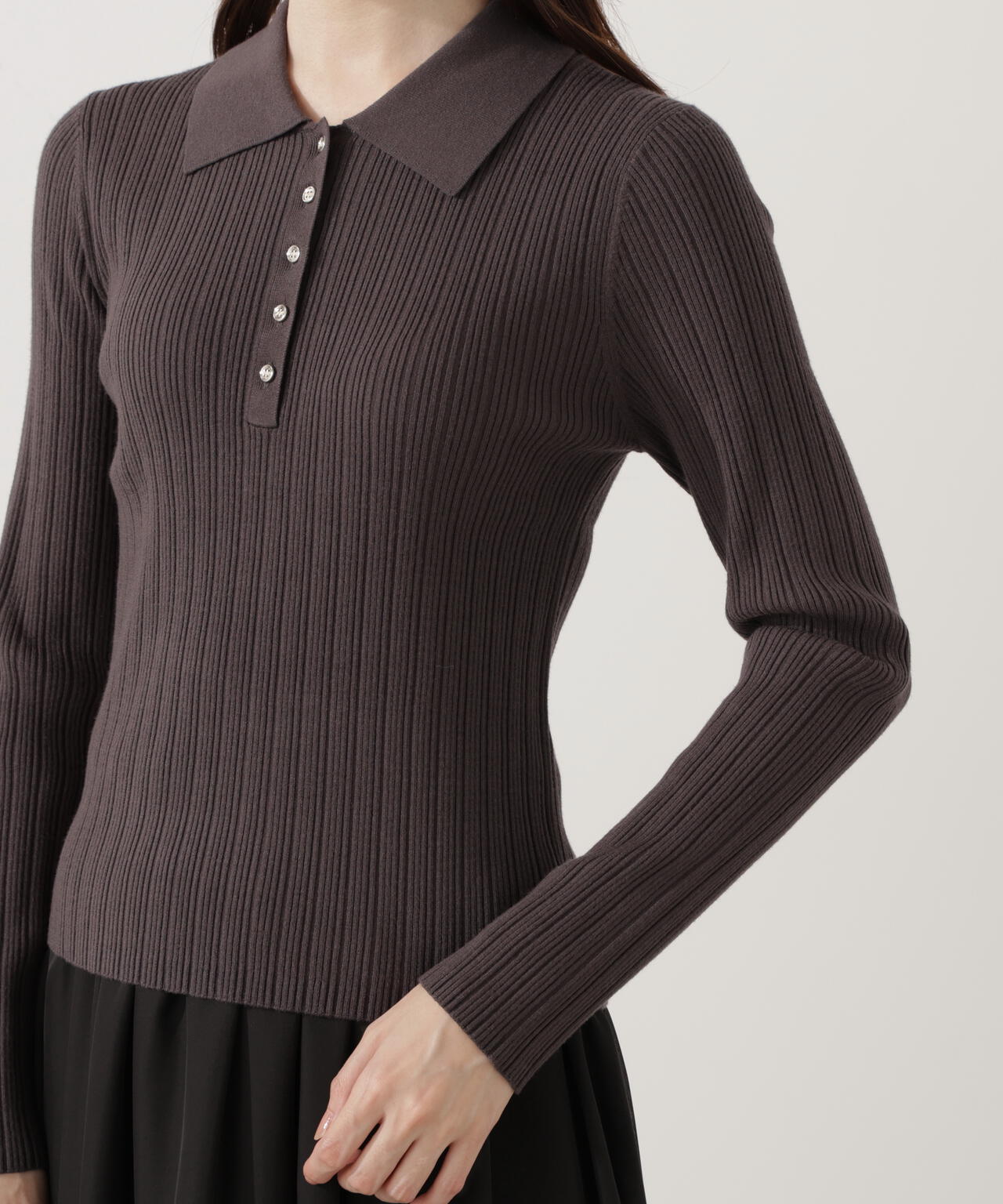 ＜ウォッシャブル＞ポロリブニット