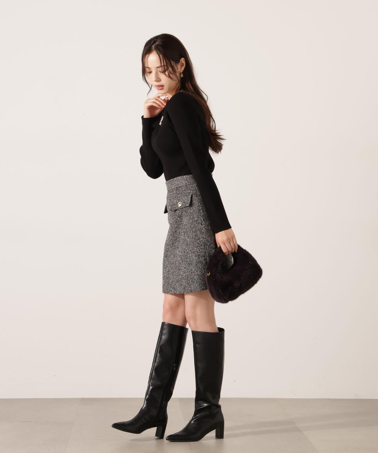 【めい】 アシメパールデザインニット | PROPORTION BODY DRESSING