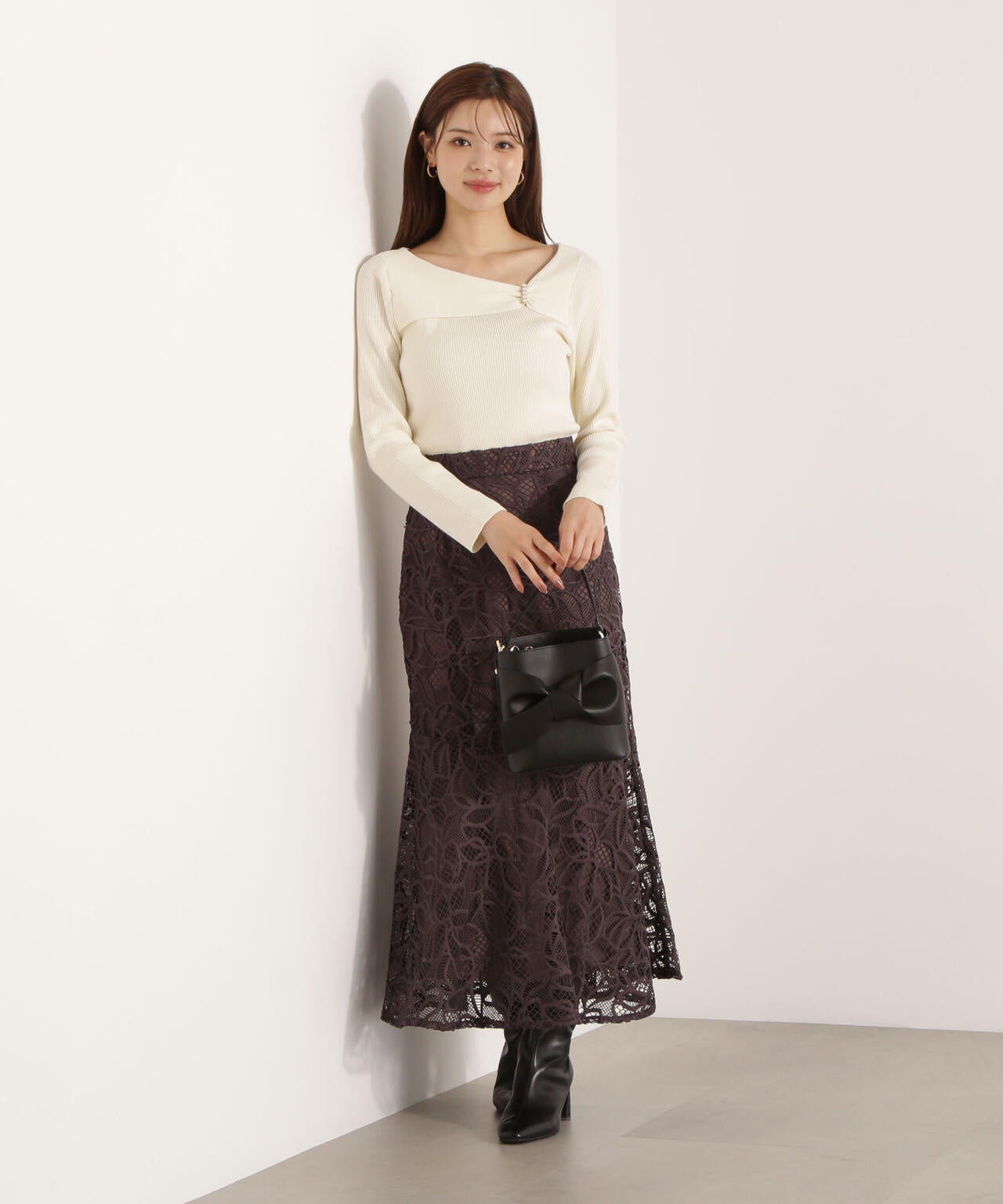 アシメパールデザインニット