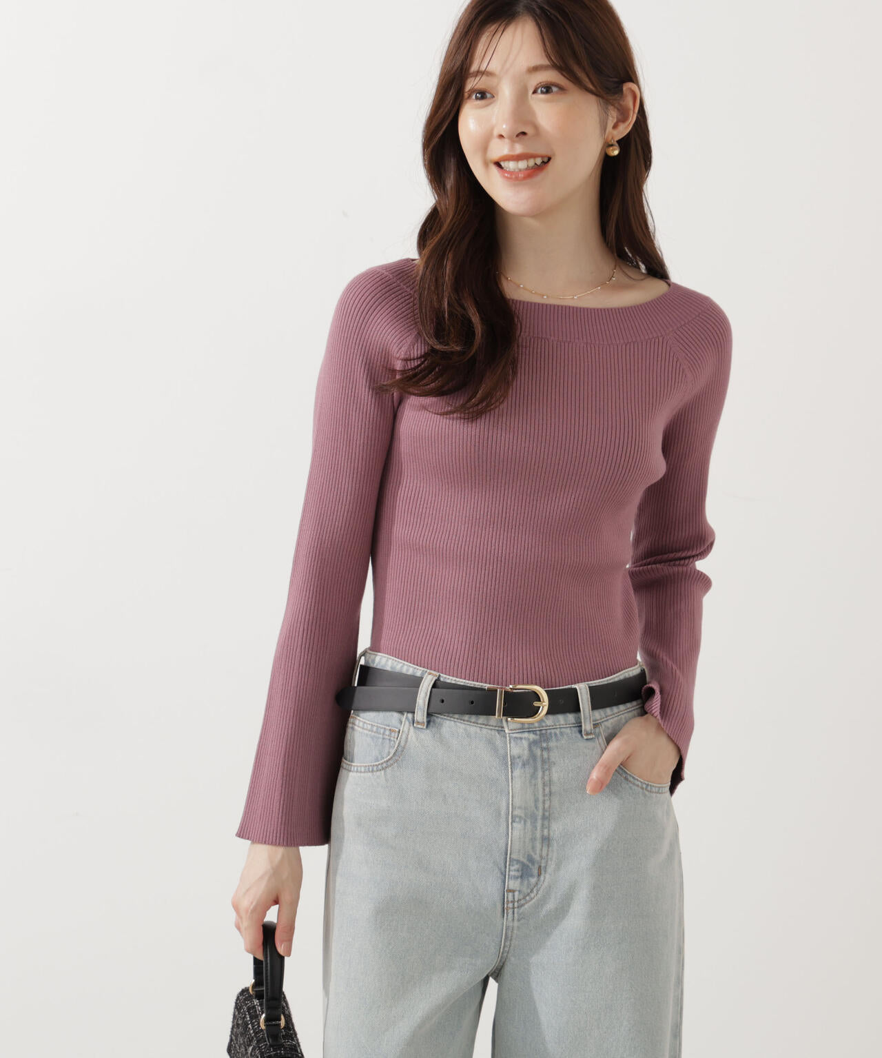 ＜ウォッシャブル＞フレアスリーブオフショルニット