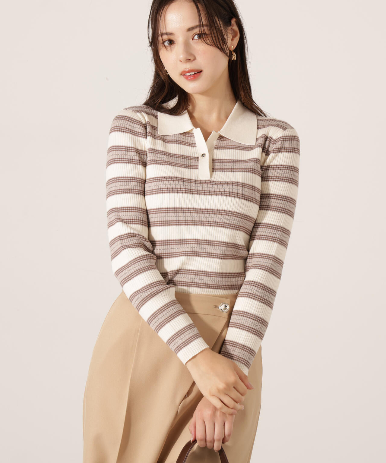 【加藤栞さん着用】ポロボーダーニット