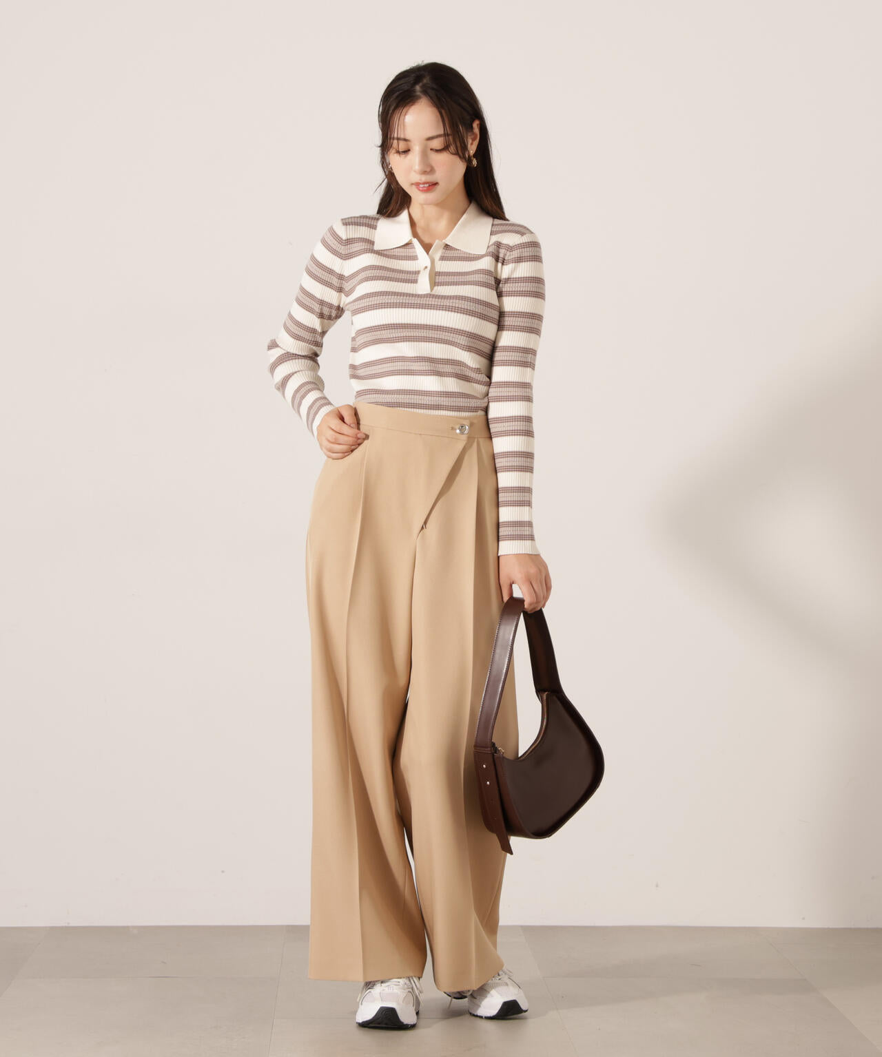 【加藤栞さん着用】ポロボーダーニット