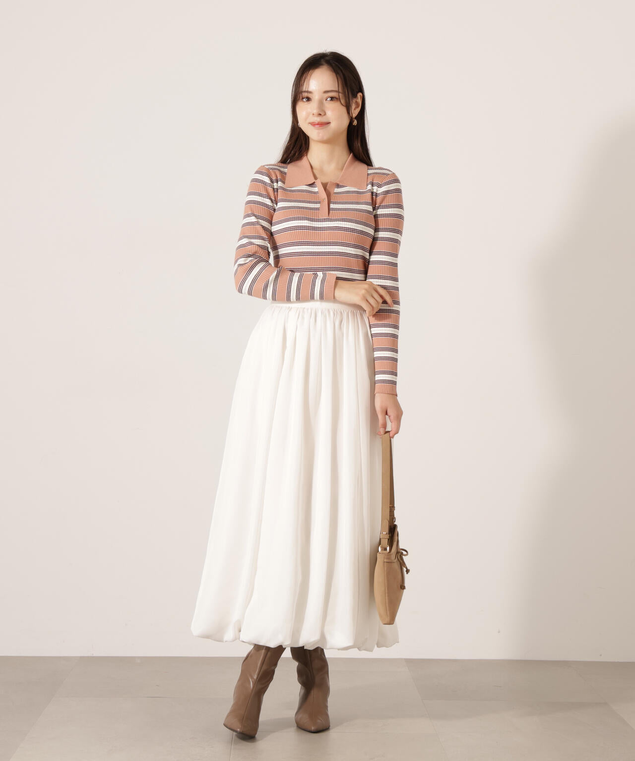 【加藤栞さん着用】ポロボーダーニット