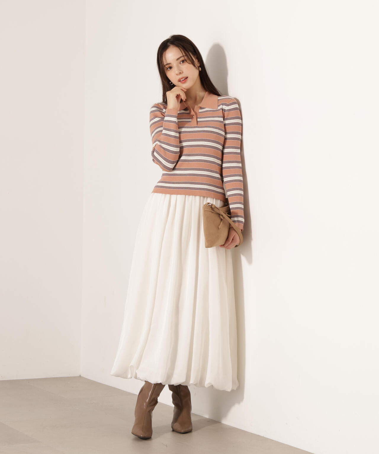 【加藤栞さん着用】ポロボーダーニット