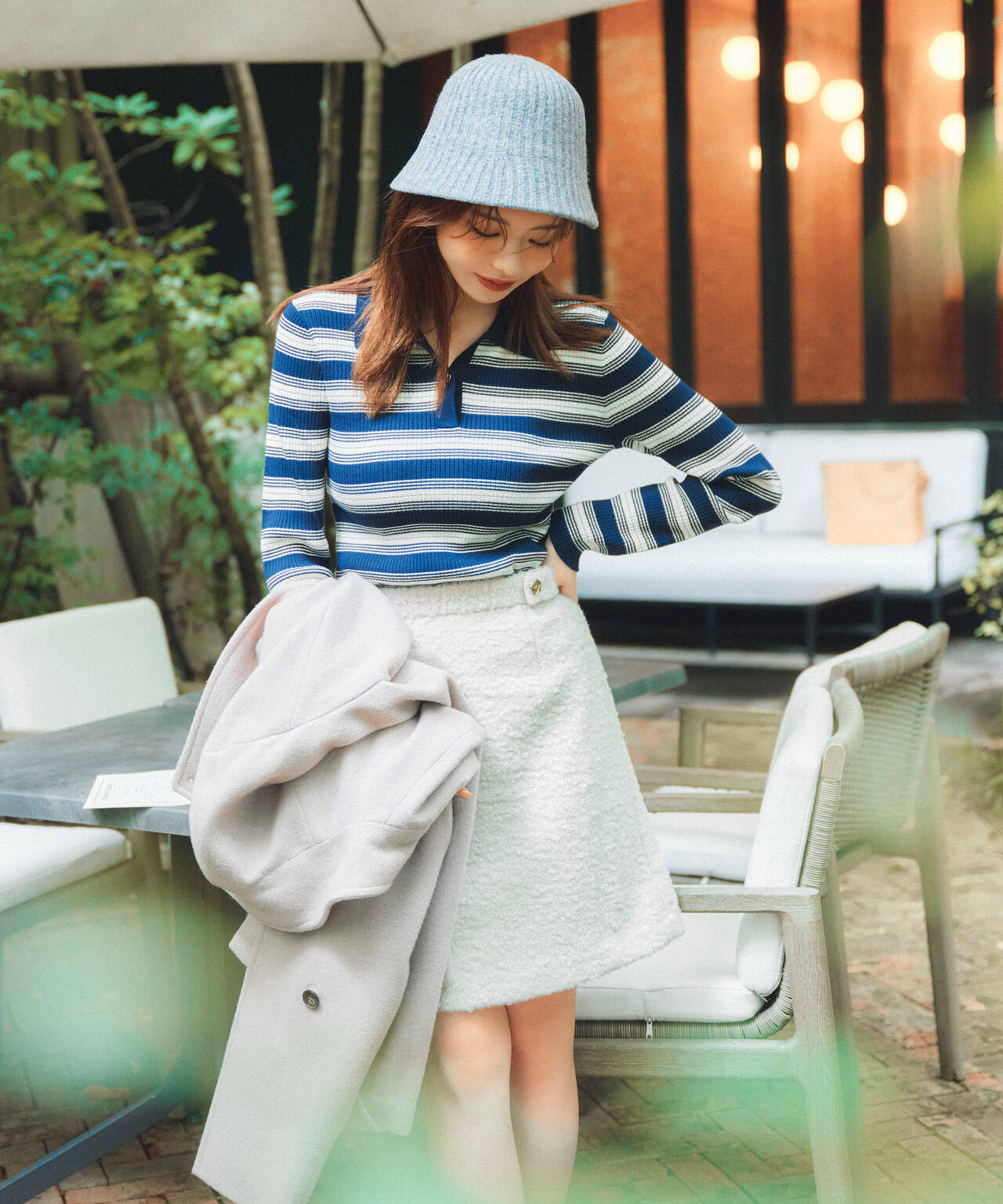 【加藤栞さん着用】ポロボーダーニット