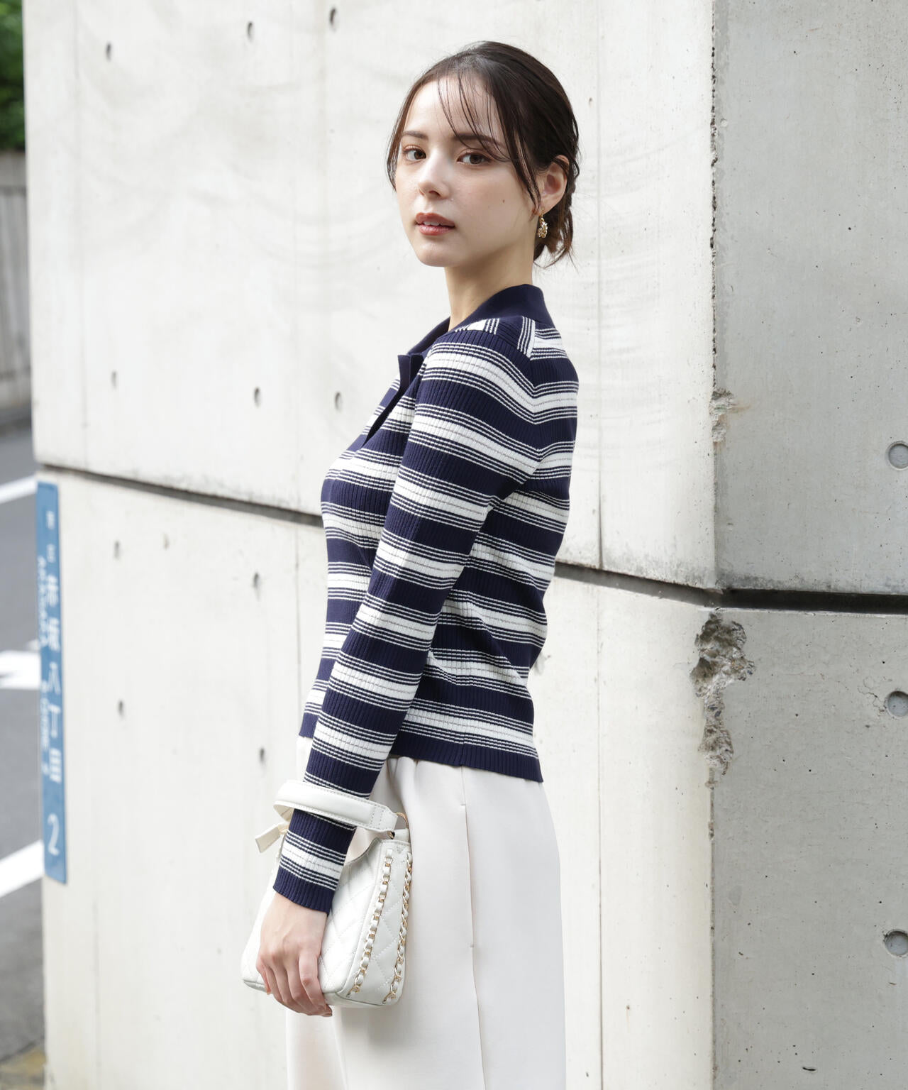 【加藤栞さん着用】ポロボーダーニット