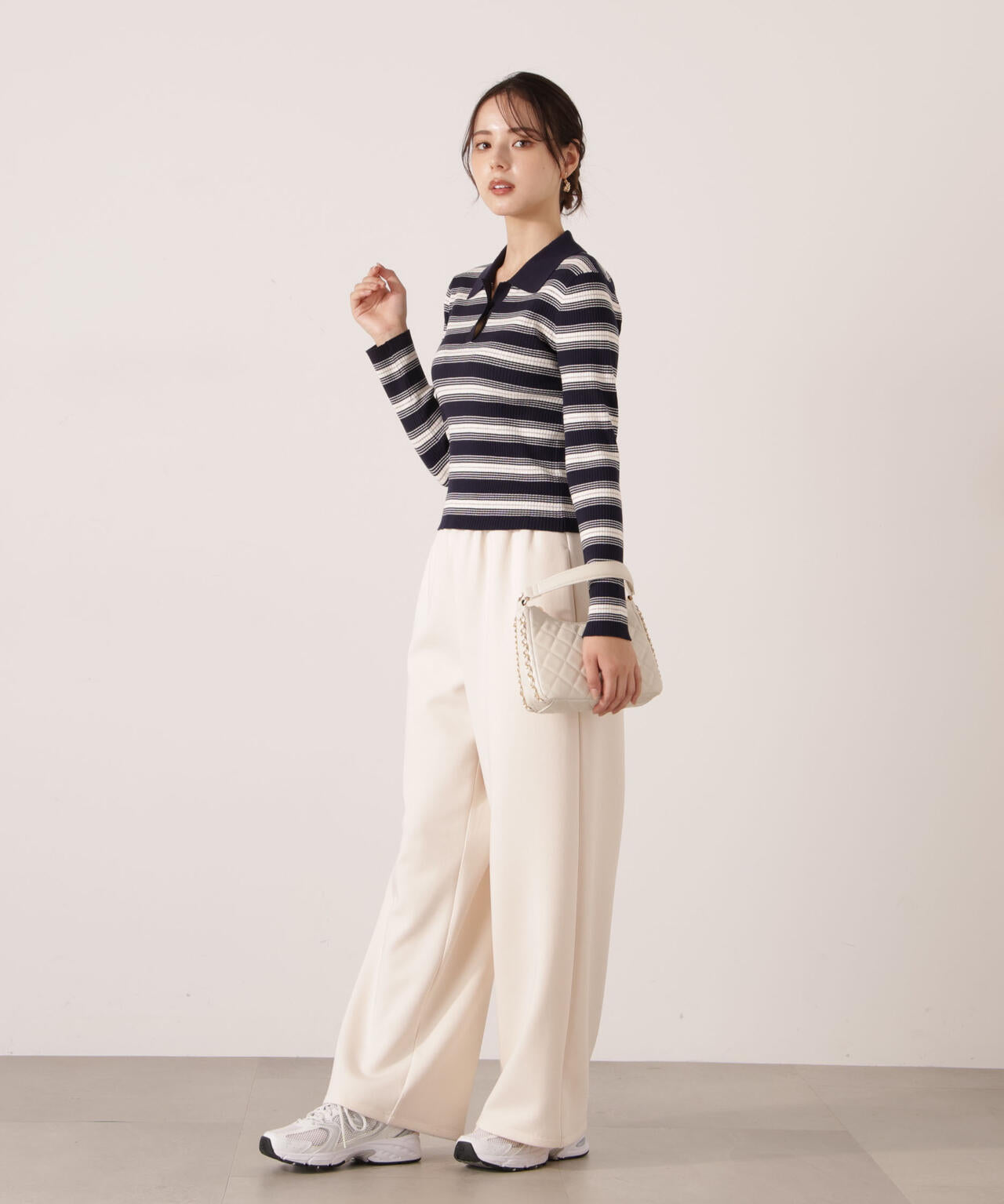 【加藤栞さん着用】ポロボーダーニット