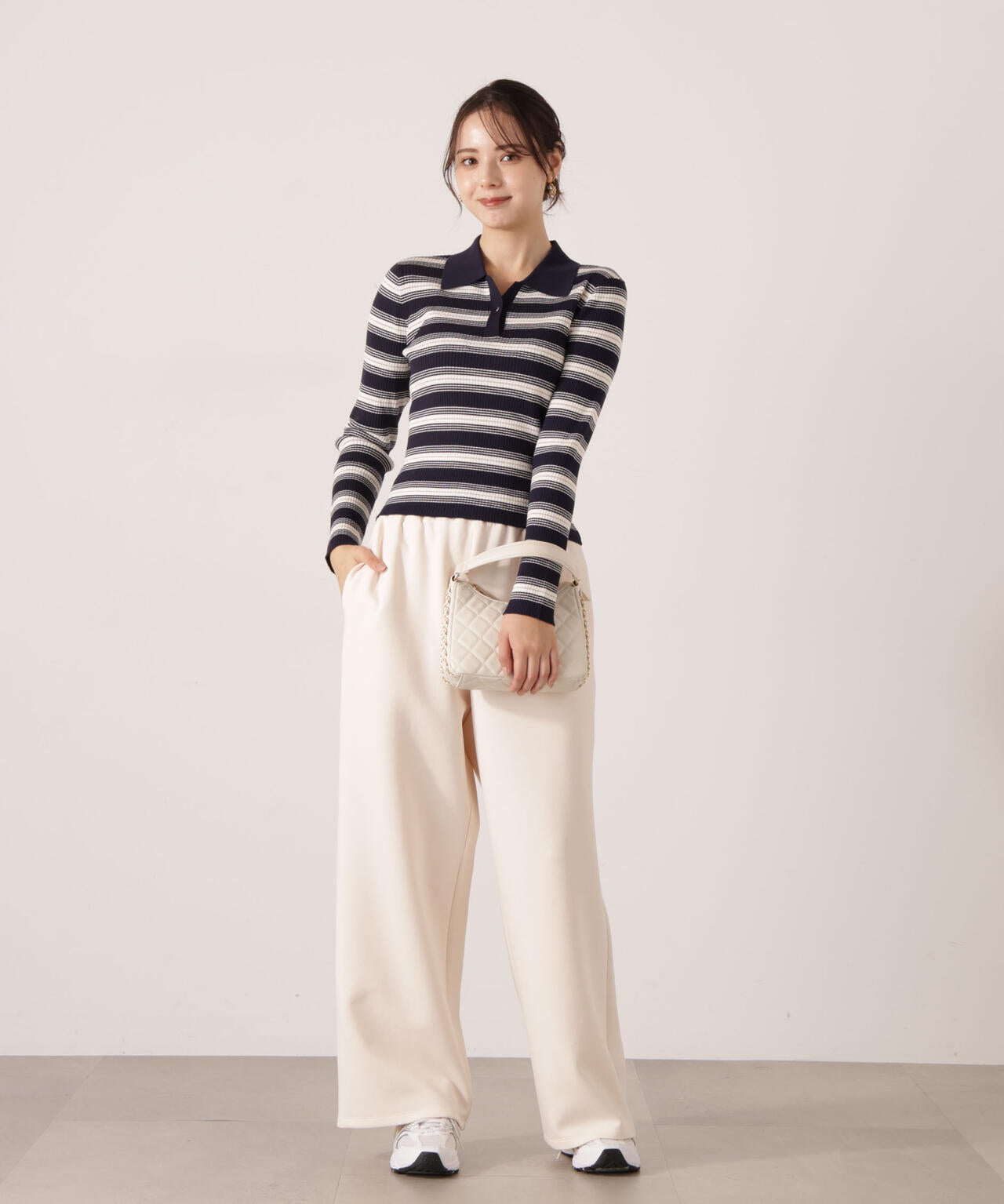 【加藤栞さん着用】ポロボーダーニット