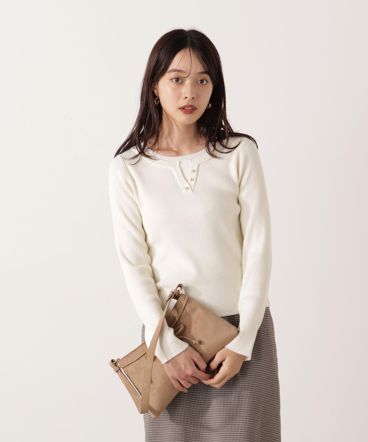ウォッシャブル＞レイヤード風ヘンリーネックニット | PROPORTION BODY