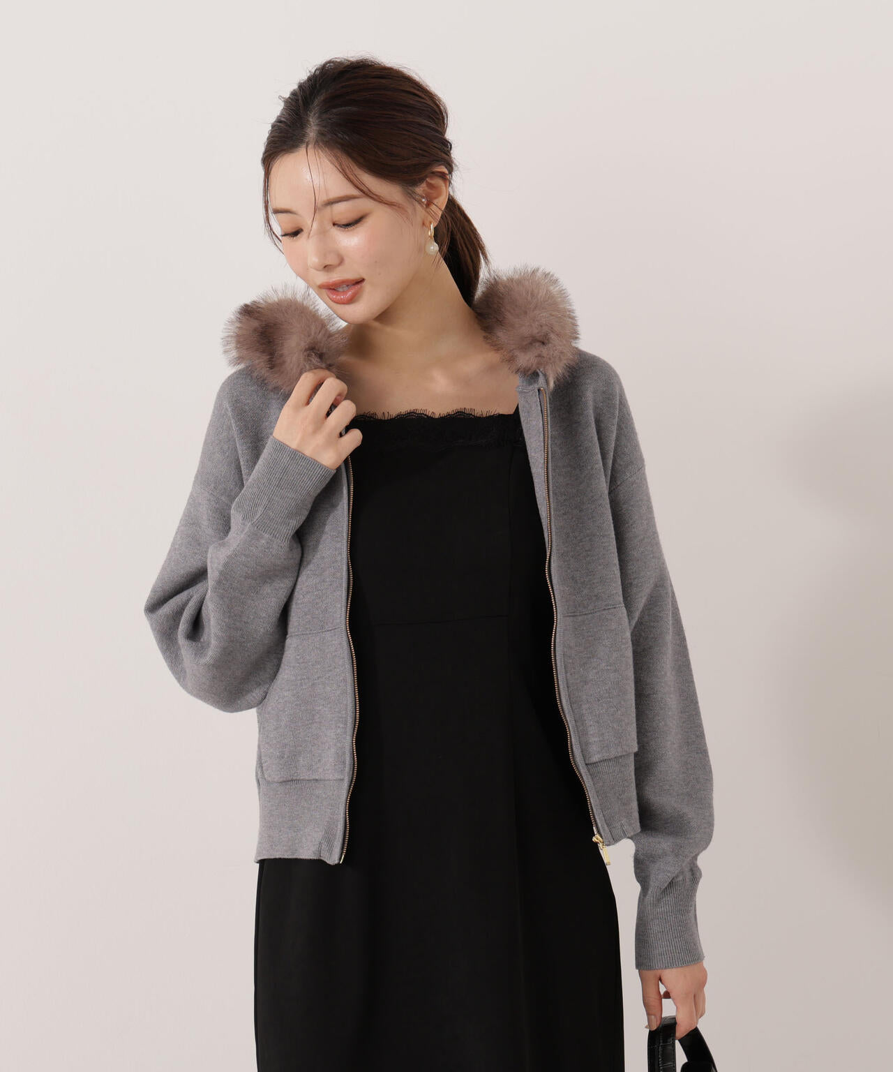 エコファー付きニットパーカー