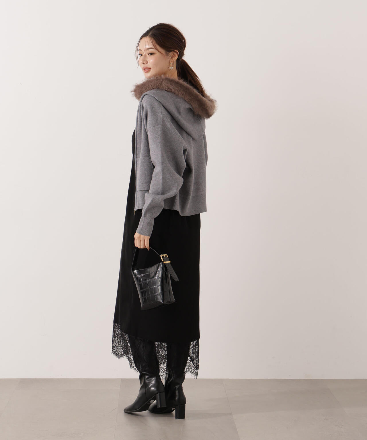 エコファー付きニットパーカー