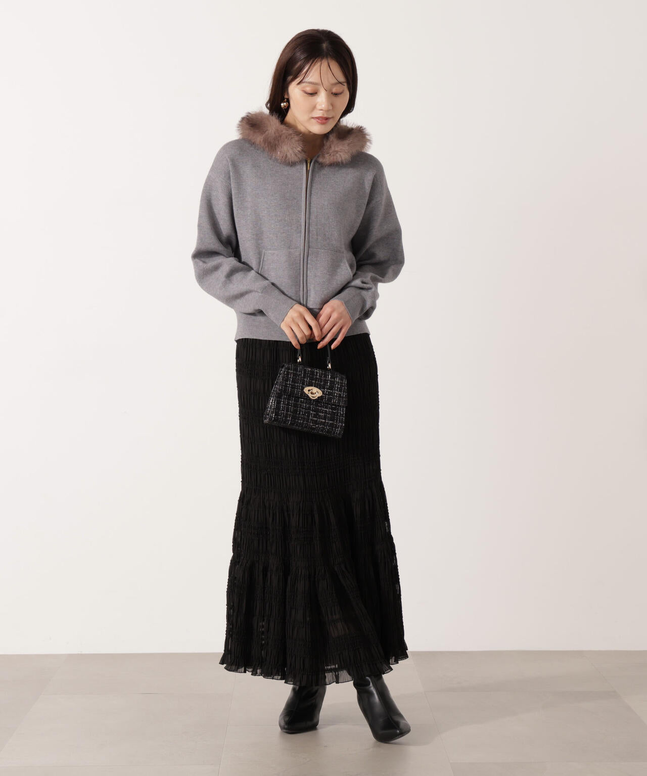 エコファー付きニットパーカー