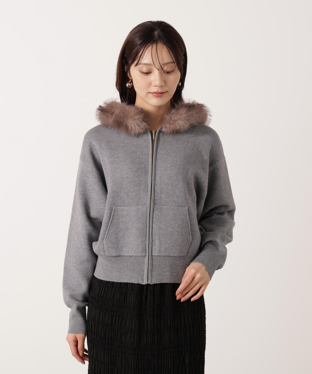 エコファー付きニットパーカー