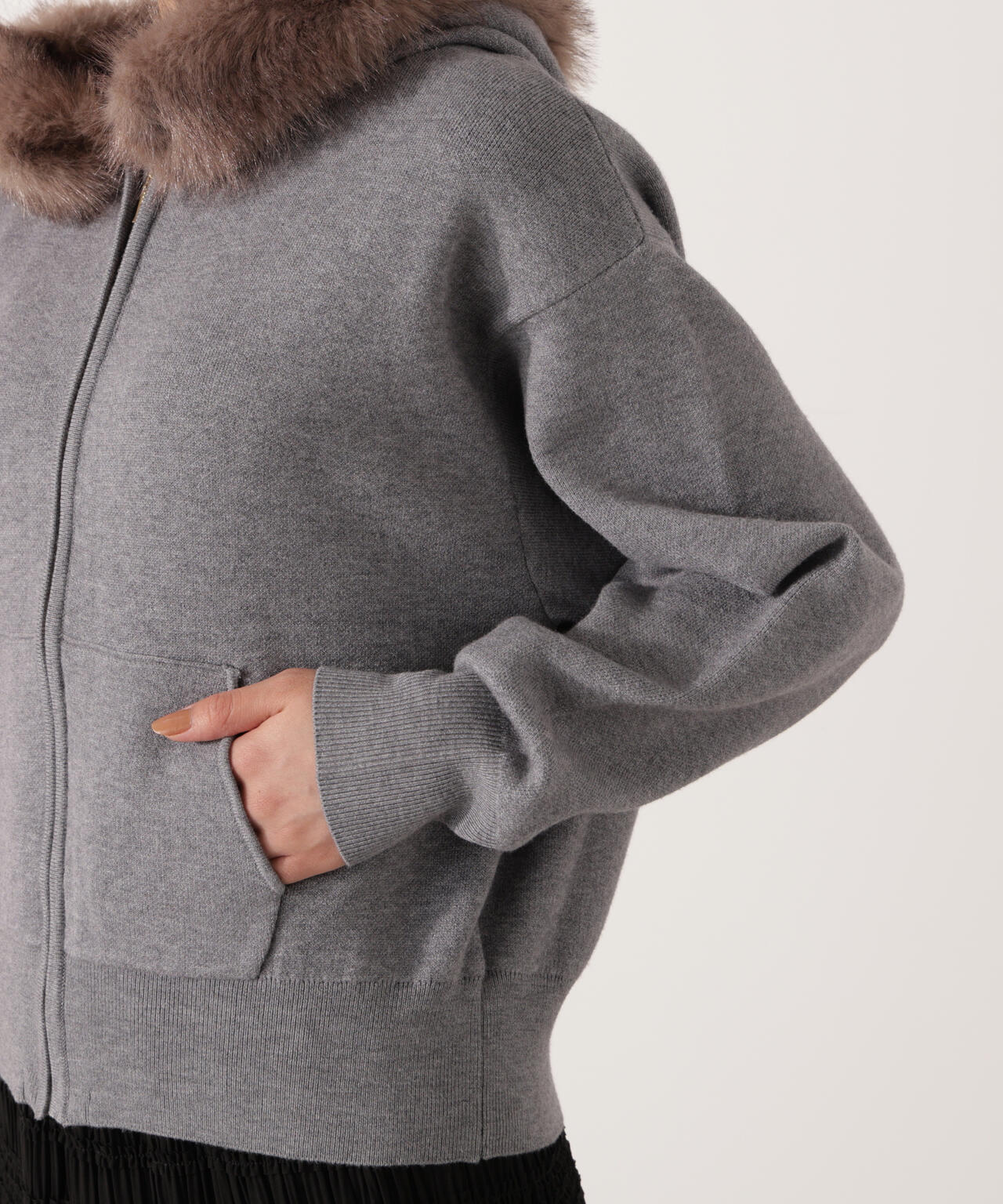 エコファー付きニットパーカー