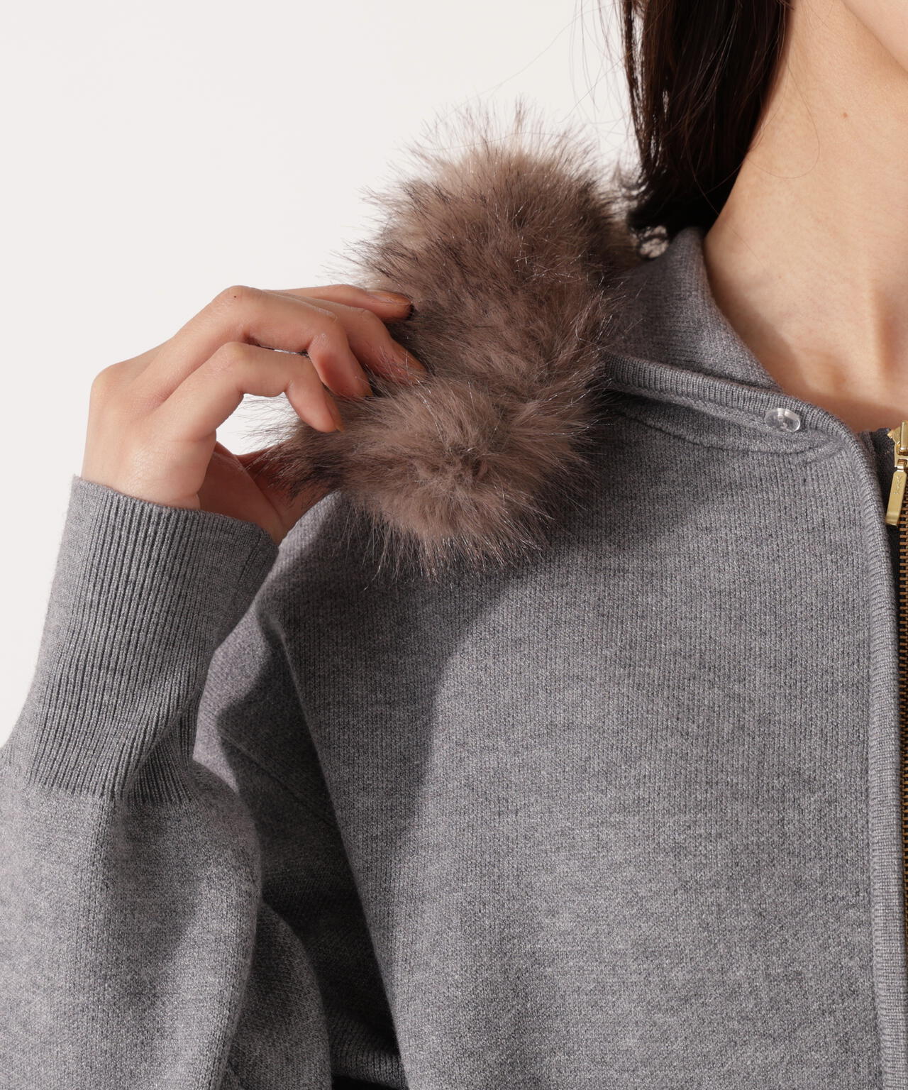 エコファー付きニットパーカー