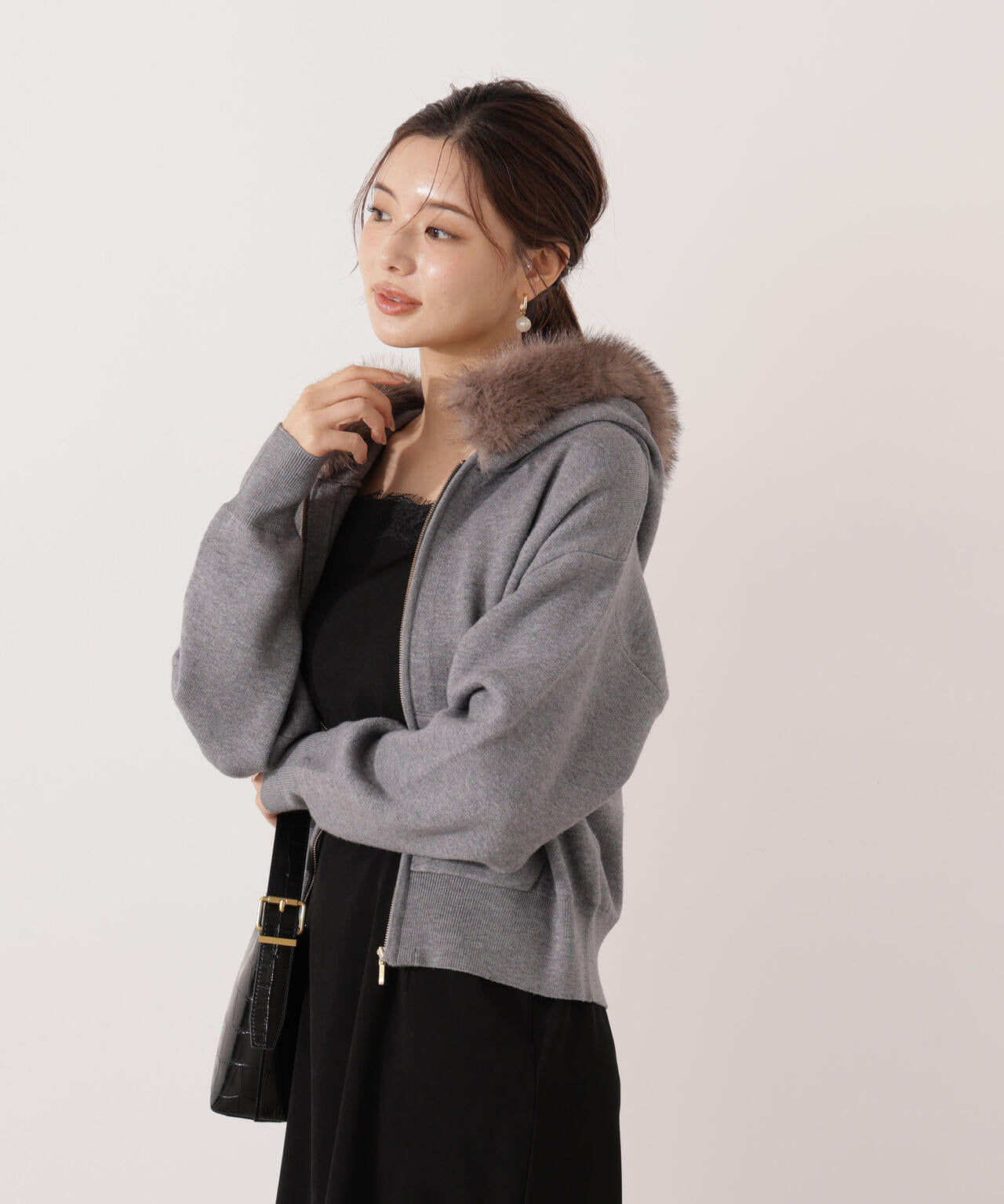 エコファー付きニットパーカー