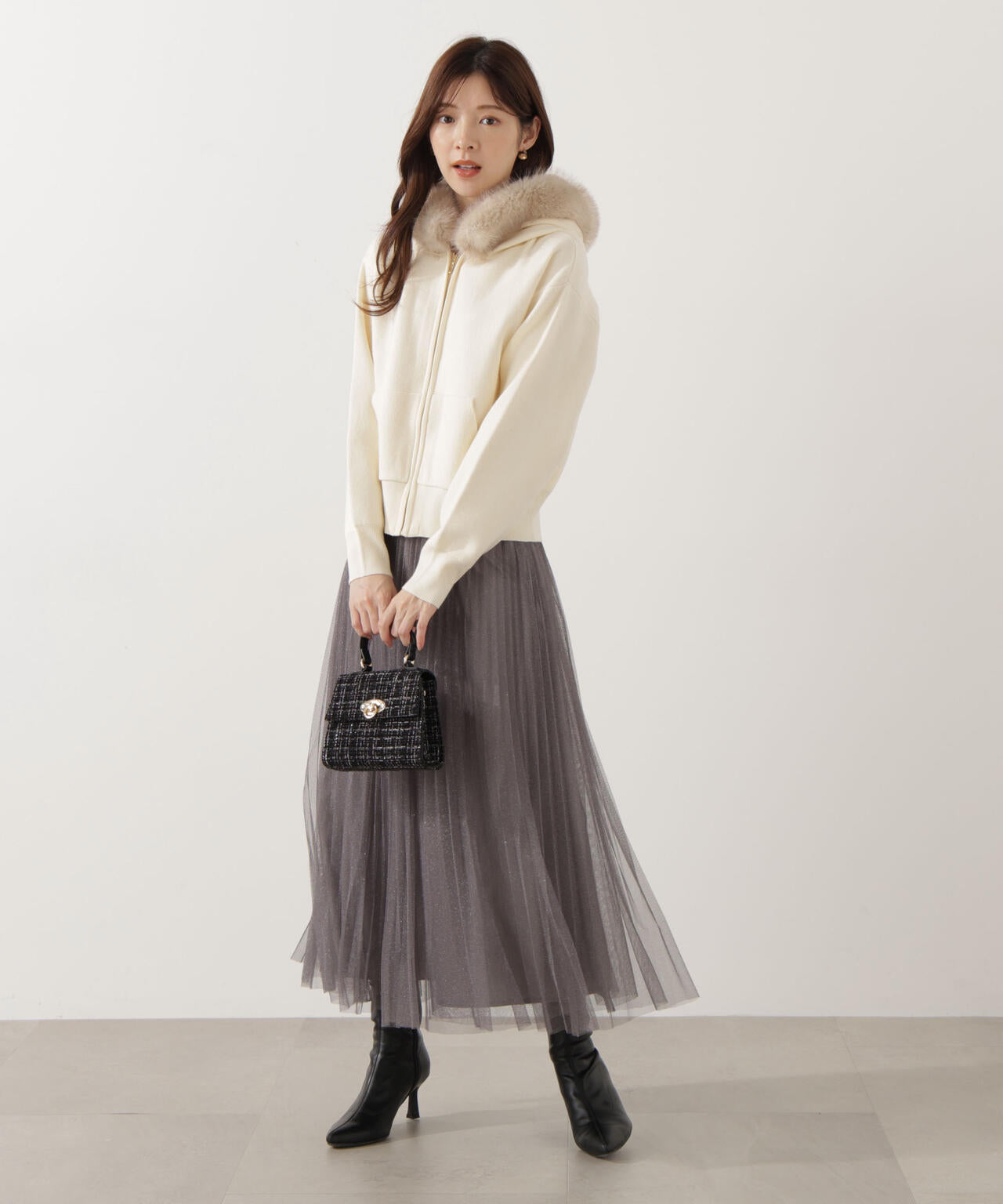 エコファー付きニットパーカー