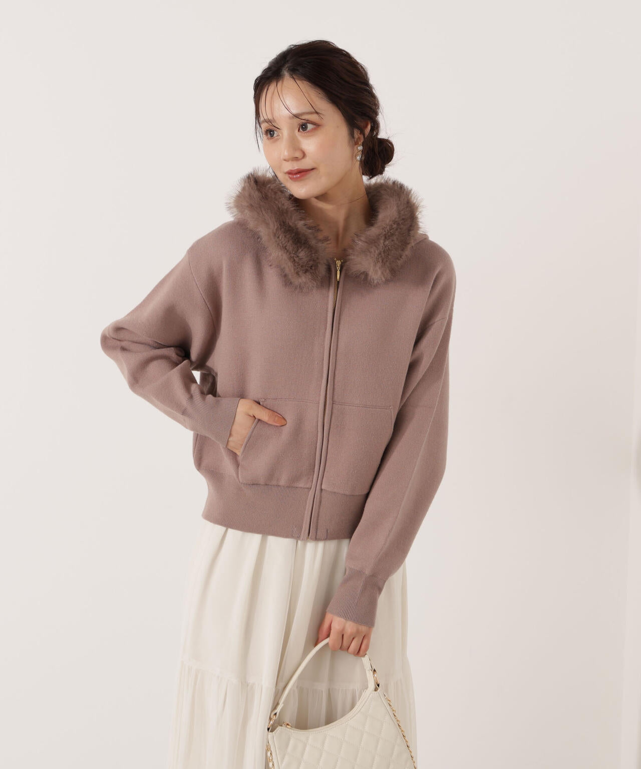 エコファー付きニットパーカー