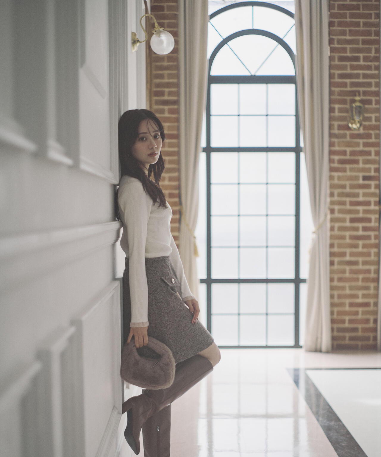 ＜ウォッシャブル＞部分シアーリブニット