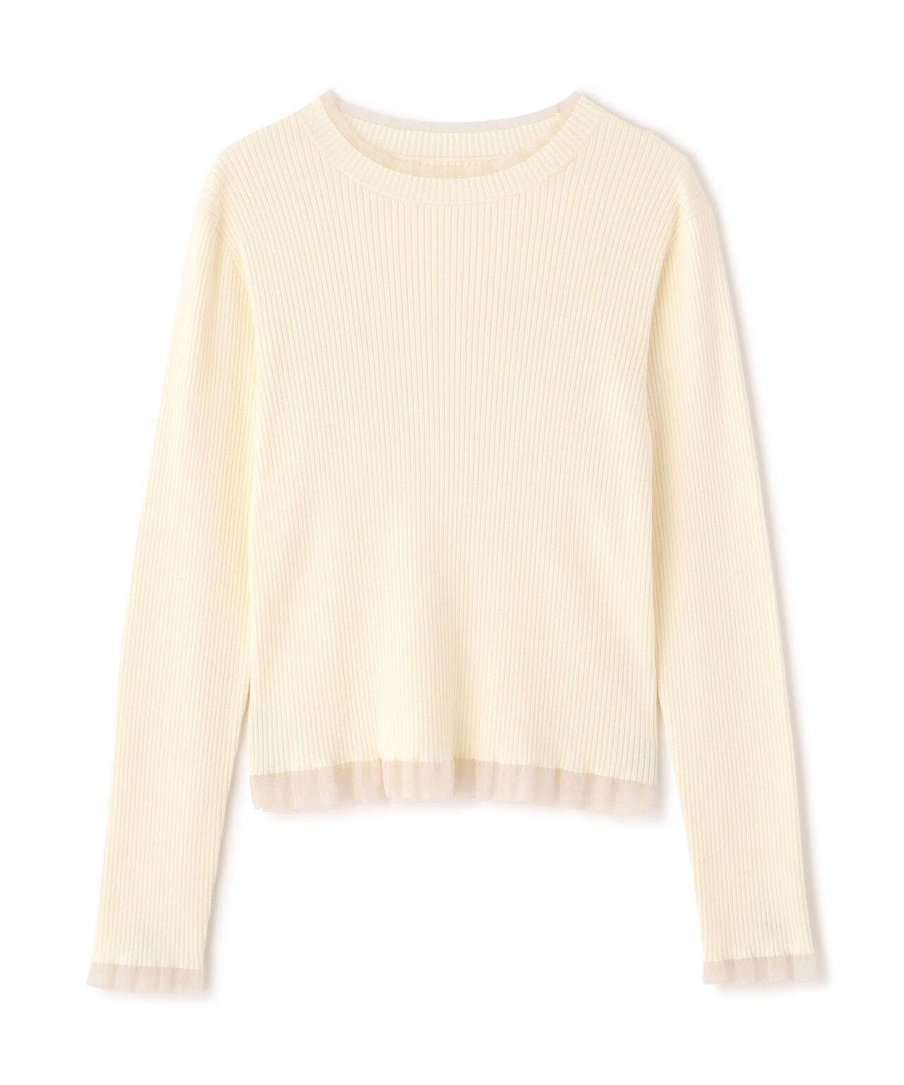 ＜ウォッシャブル＞部分シアーリブニット