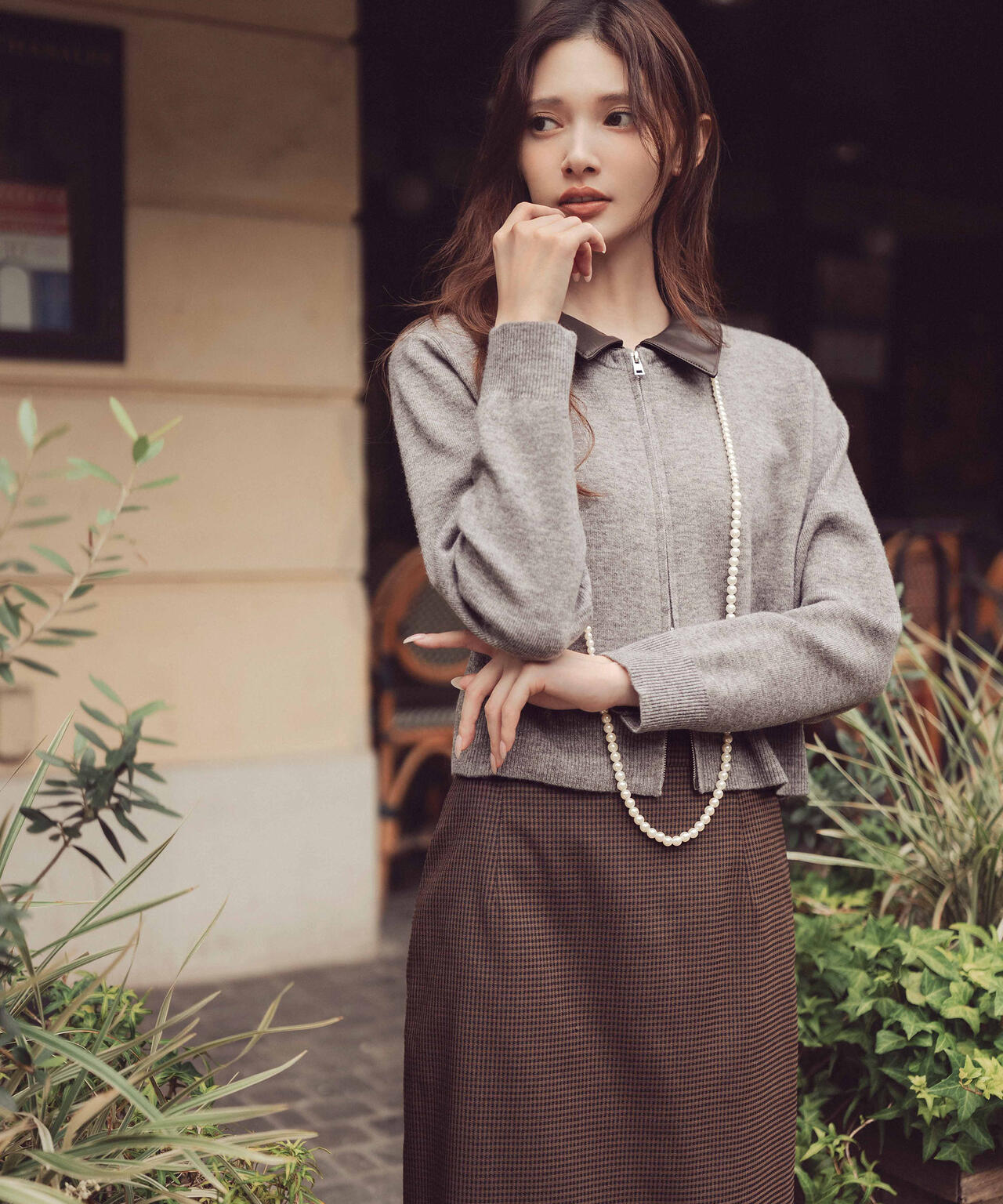 合皮カラー取り外しZIPニット | PROPORTION BODY DRESSING