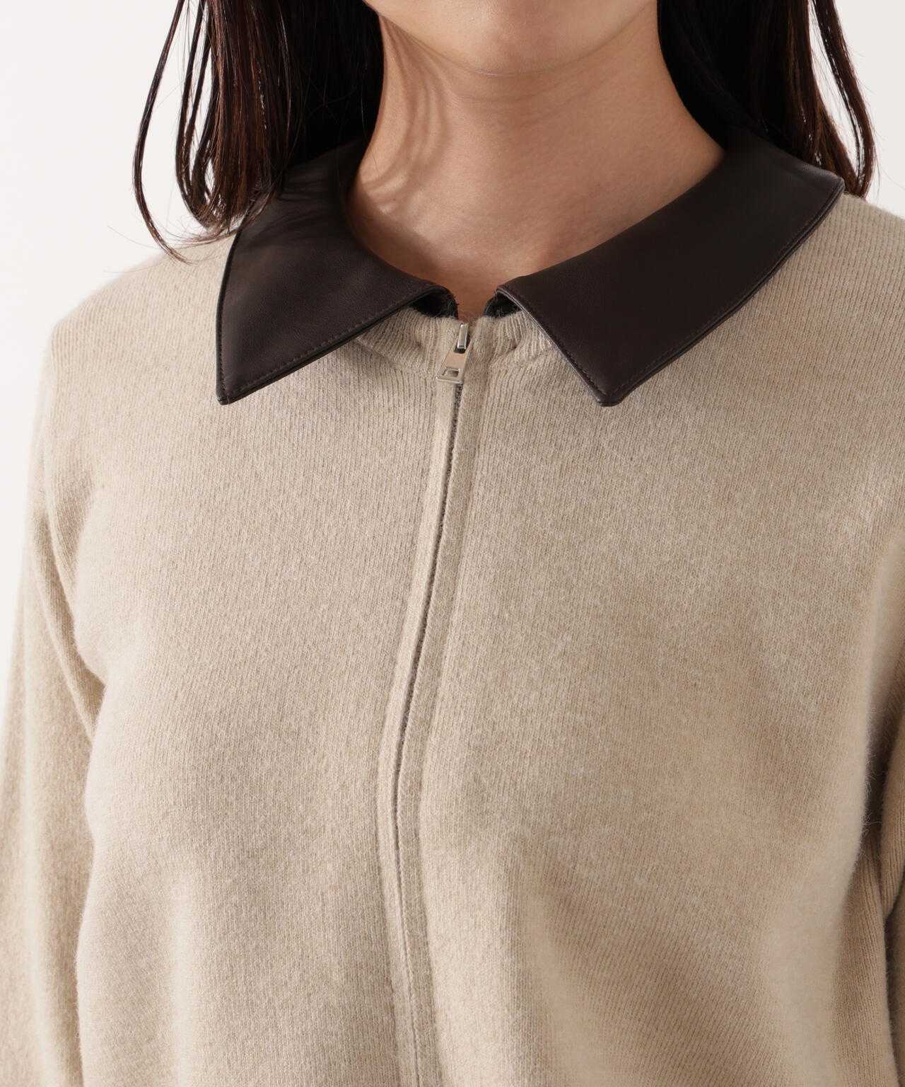 合皮カラー取り外しZIPニット | PROPORTION BODY DRESSING