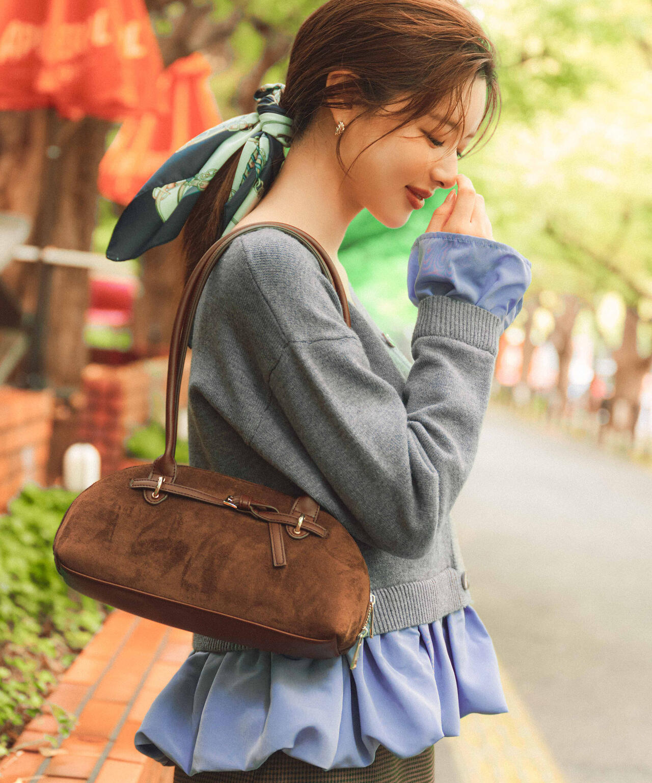 ＜ウォッシャブル＞バルーンペプラムニット