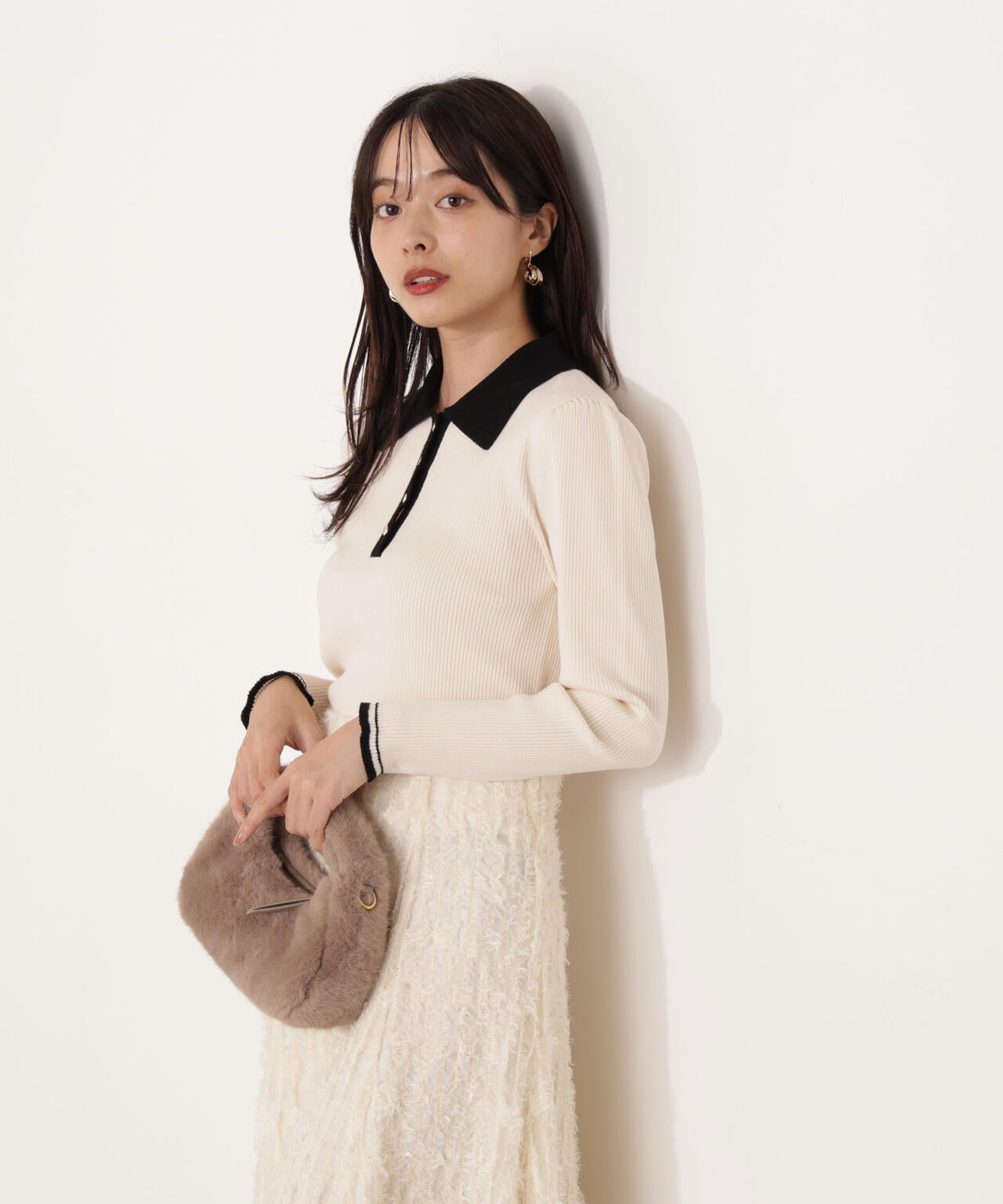 【美品】BRIEFING WHTE ポロ　Ｍ BRIEFING ポロシャツ グレー/ホワイト