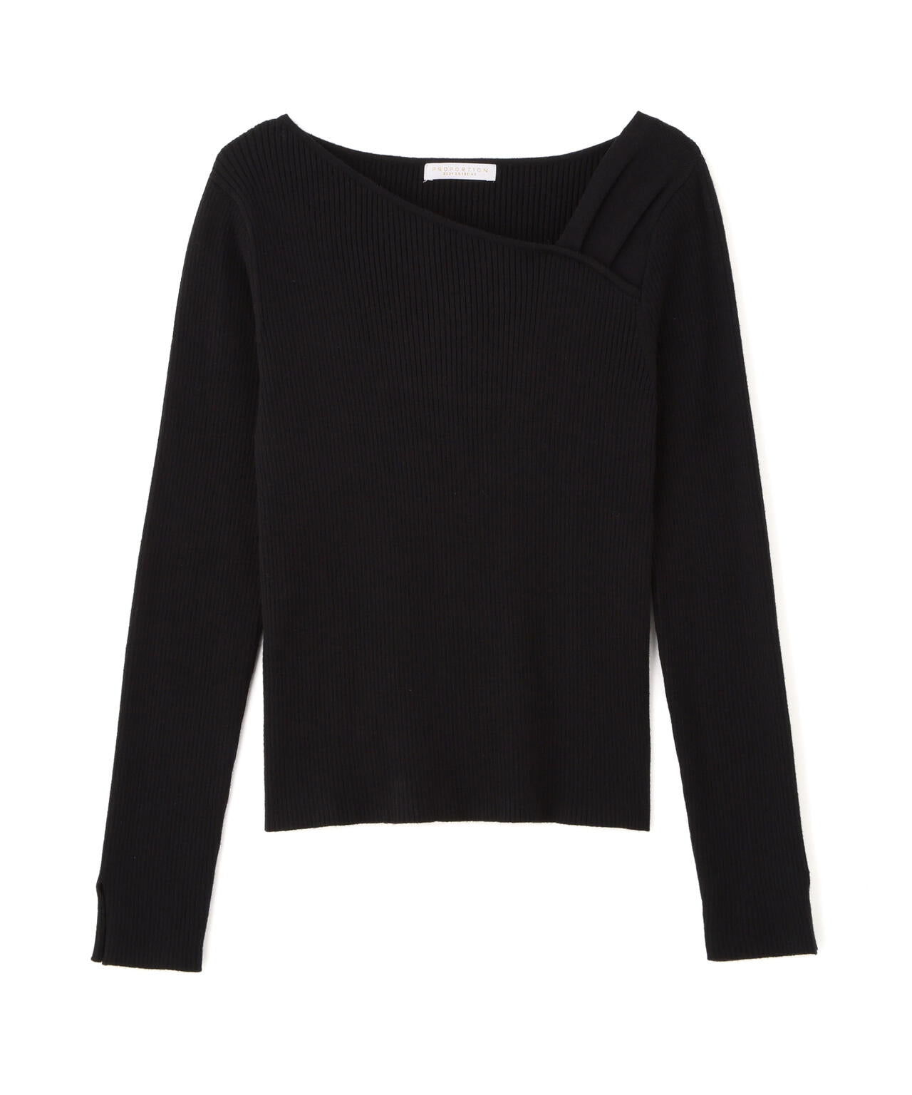 ＜ウォッシャブル＞アシメネックリブニット