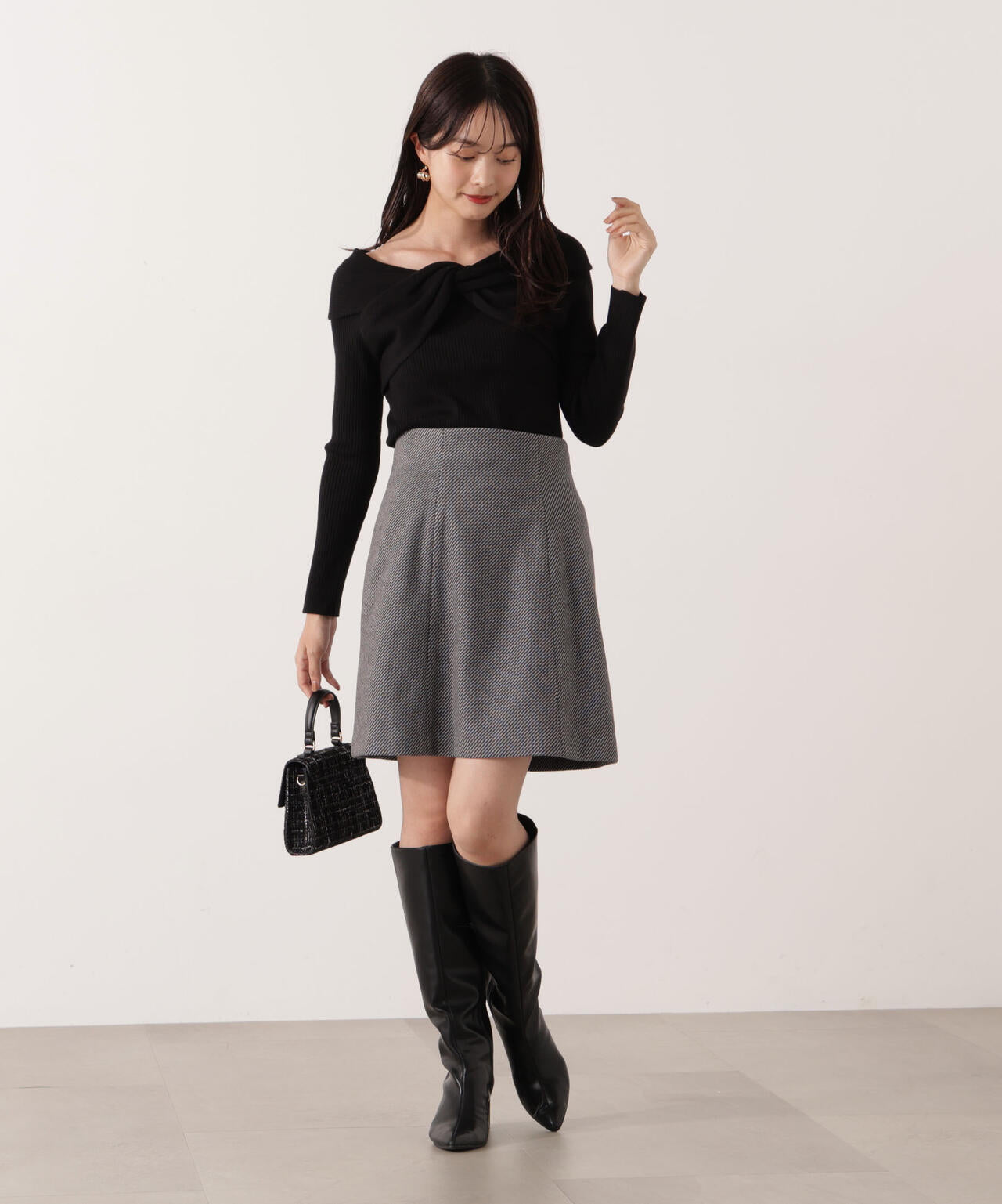 リボンオフショルリブニット | PROPORTION BODY DRESSING