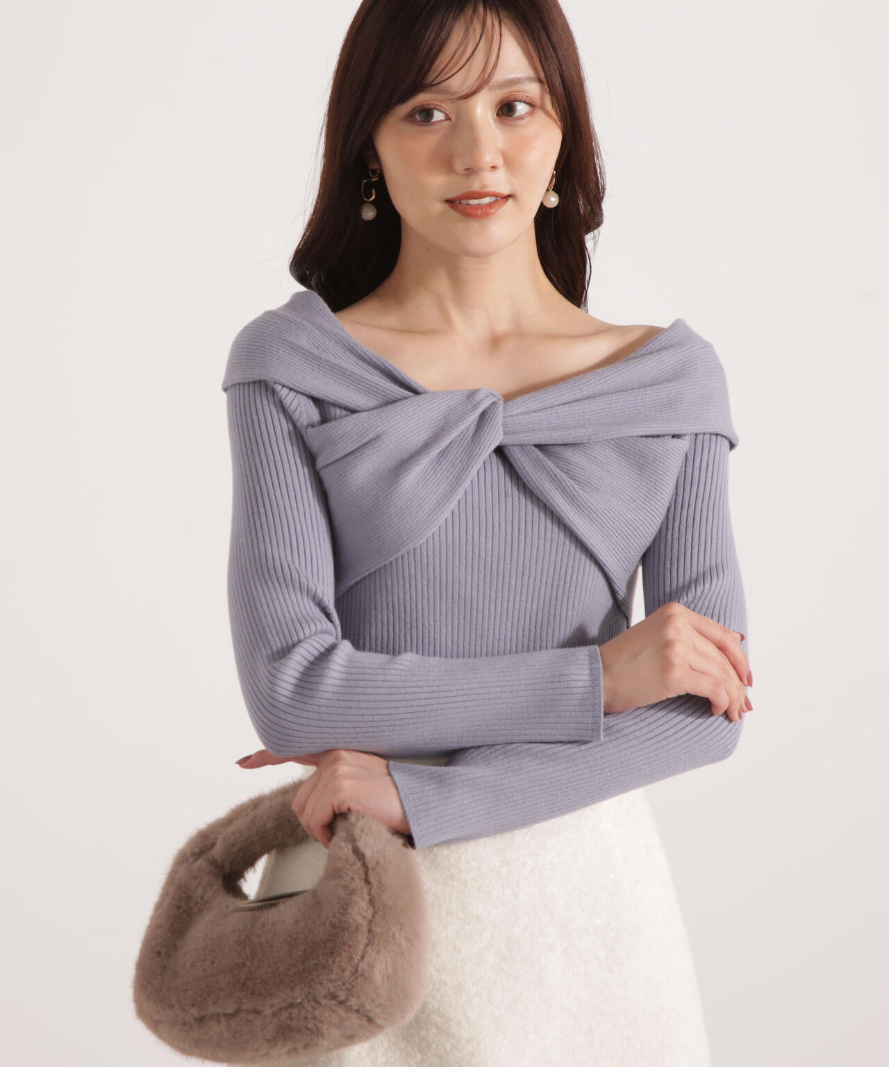 リボンオフショルリブニット | PROPORTION BODY DRESSING