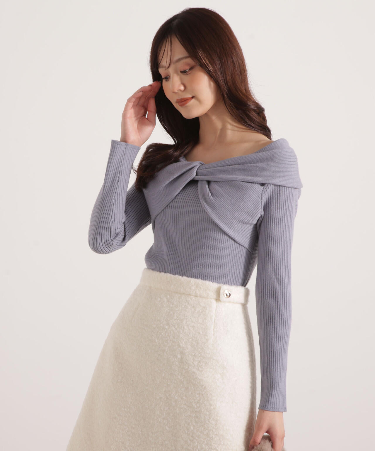 リボンオフショルリブニット | PROPORTION BODY DRESSING