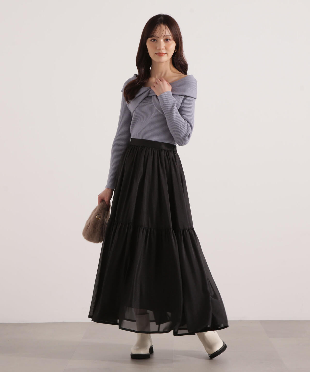 リボンオフショルリブニット | PROPORTION BODY DRESSING