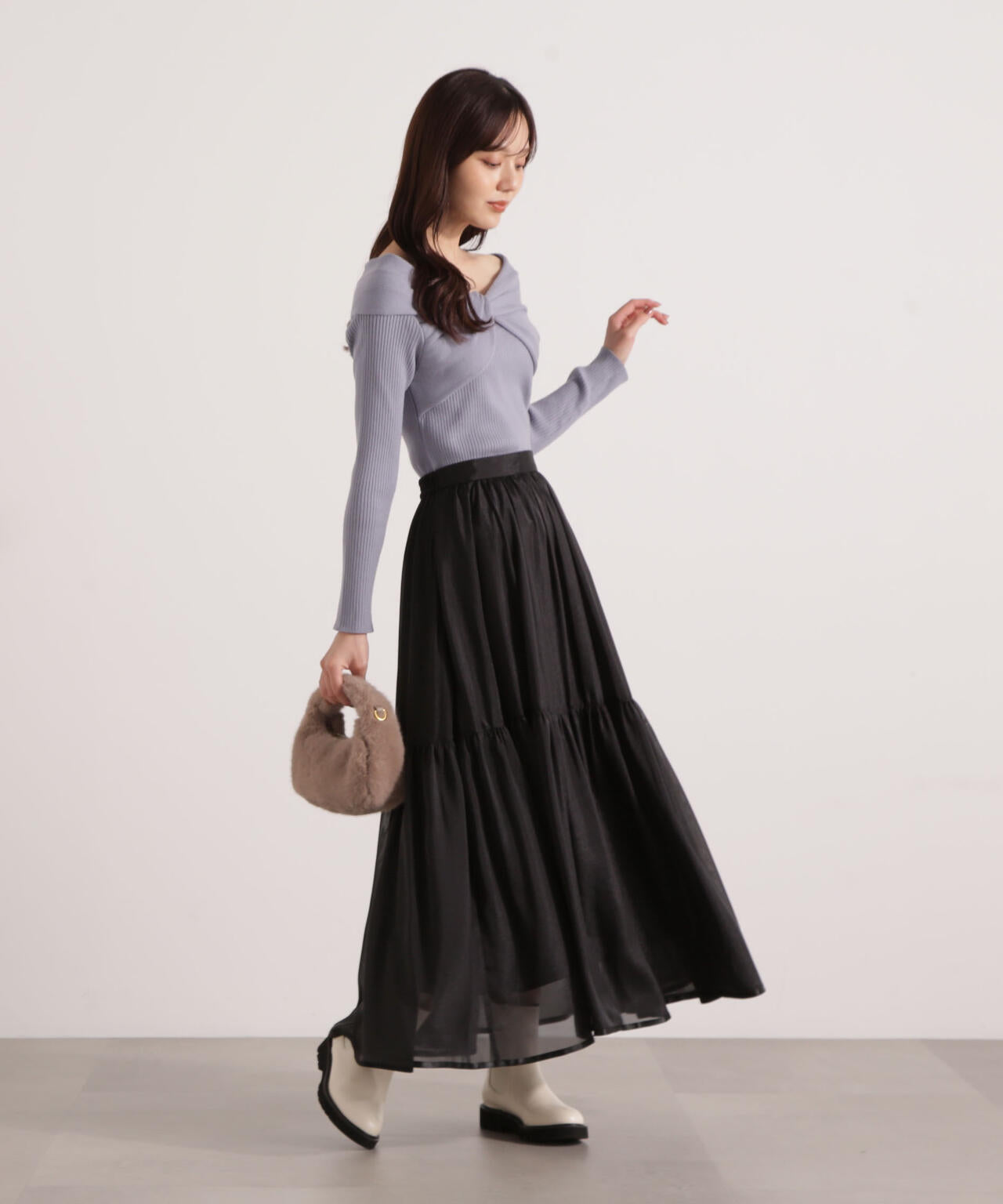 リボンオフショルリブニット | PROPORTION BODY DRESSING