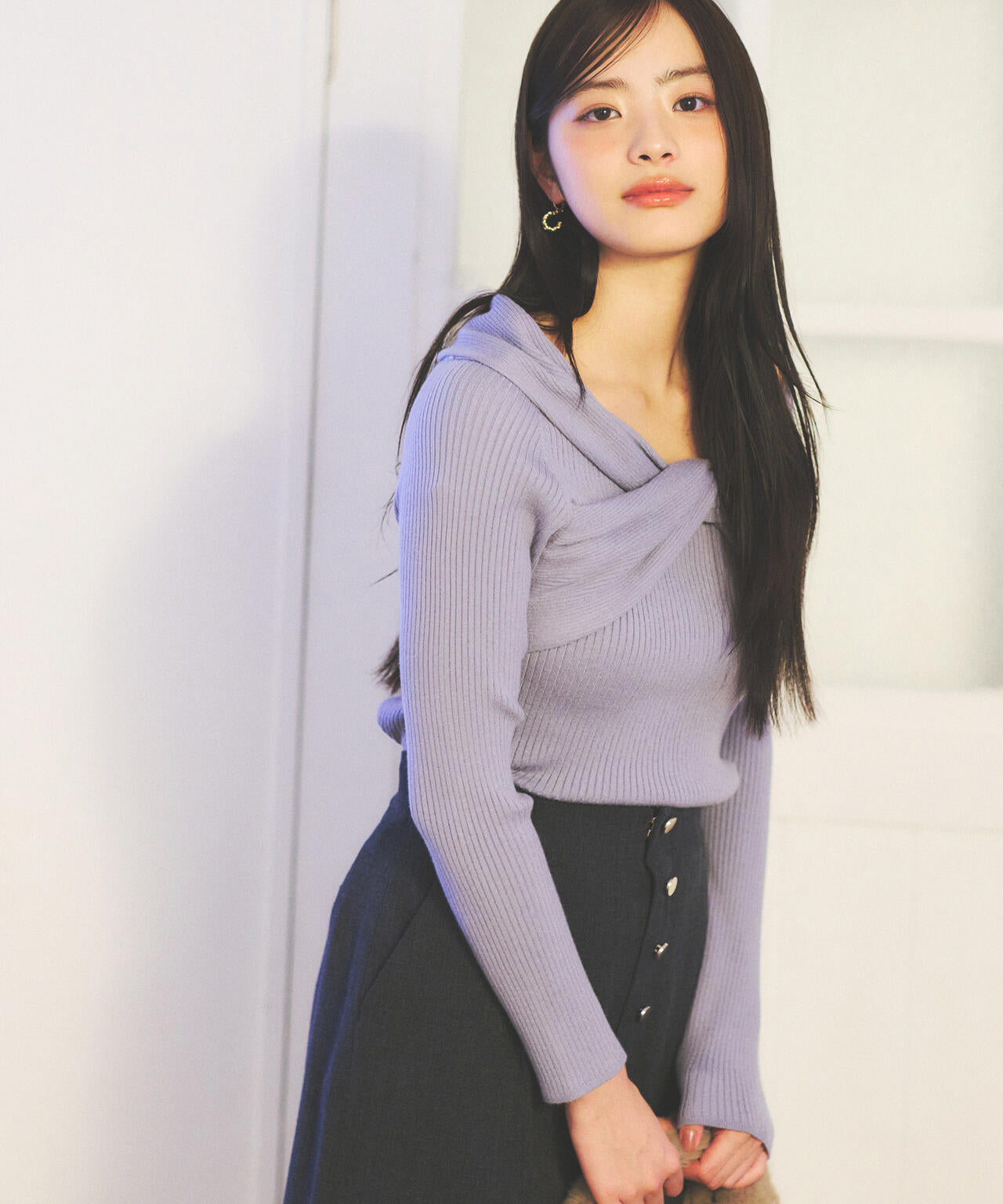 リボンオフショルリブニット | PROPORTION BODY DRESSING