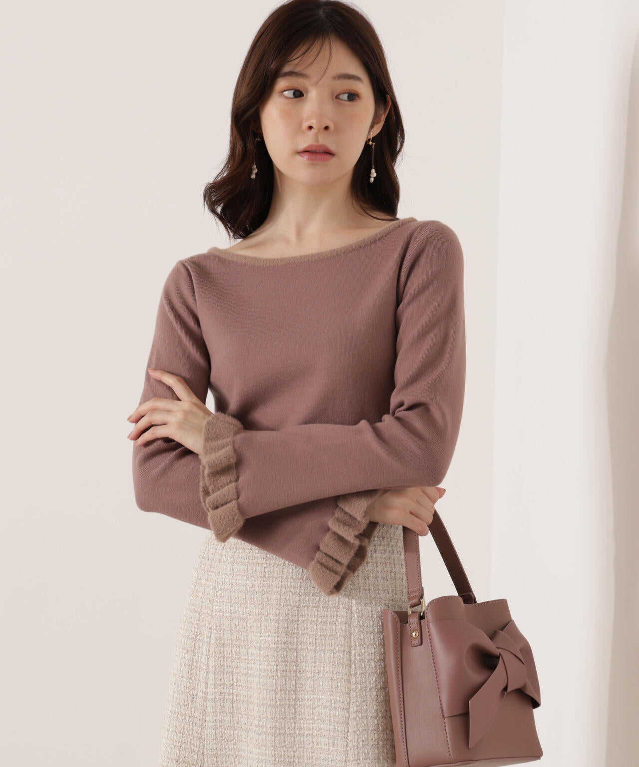 Deuxieme Classe アプロンブRIBBED FOLDED NECK APLOMB/アプロンブ】 RIBBED FOLDED NECK セーター（ニット／セーター