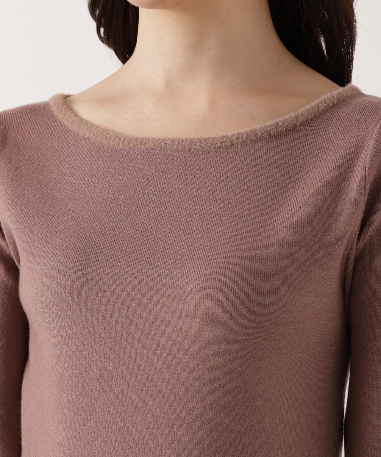 ＜ウォッシャブル＞ミニフェザー部分スリーブニット