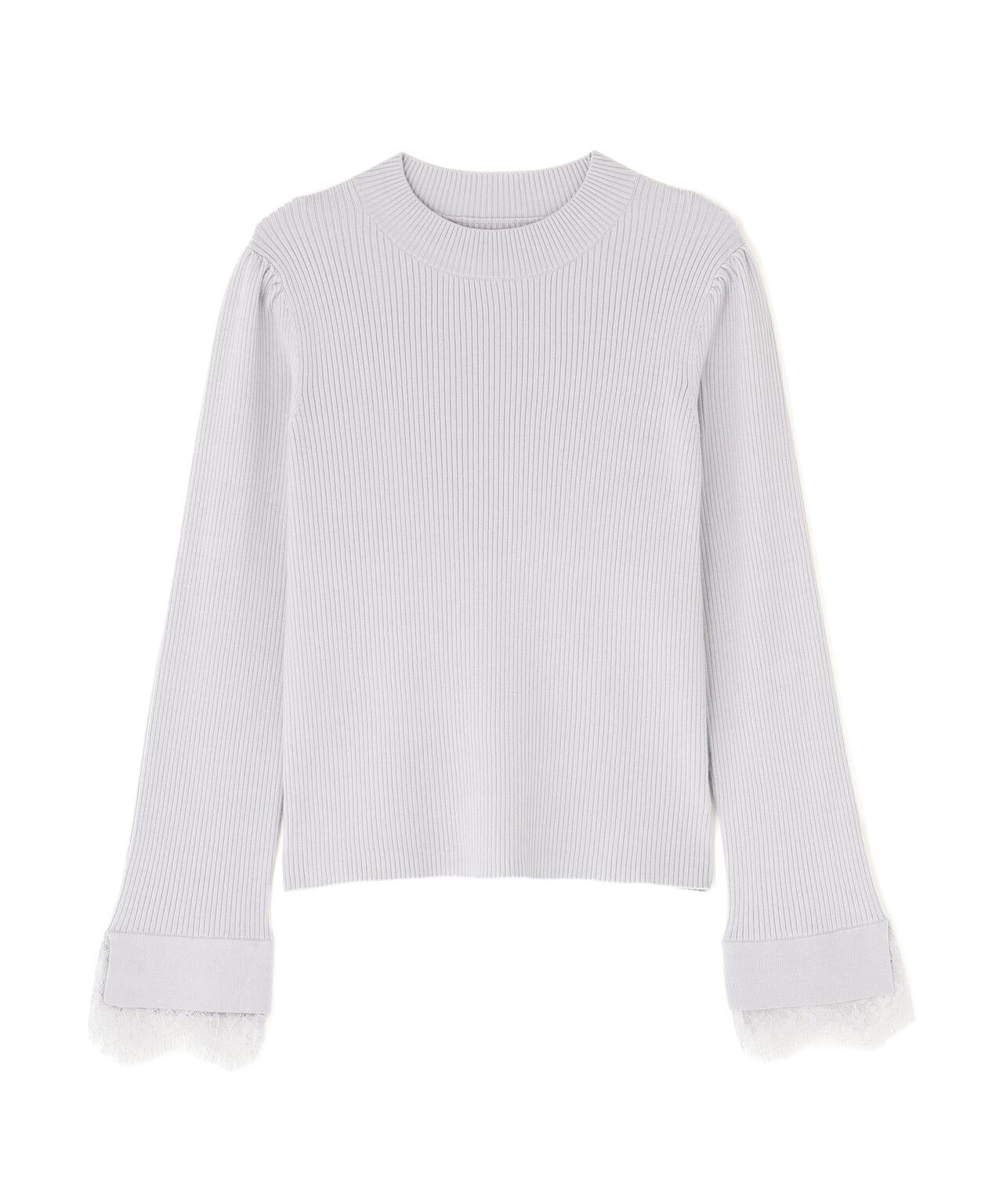 【加藤栞さん着用】レースドッキングスリーブニット