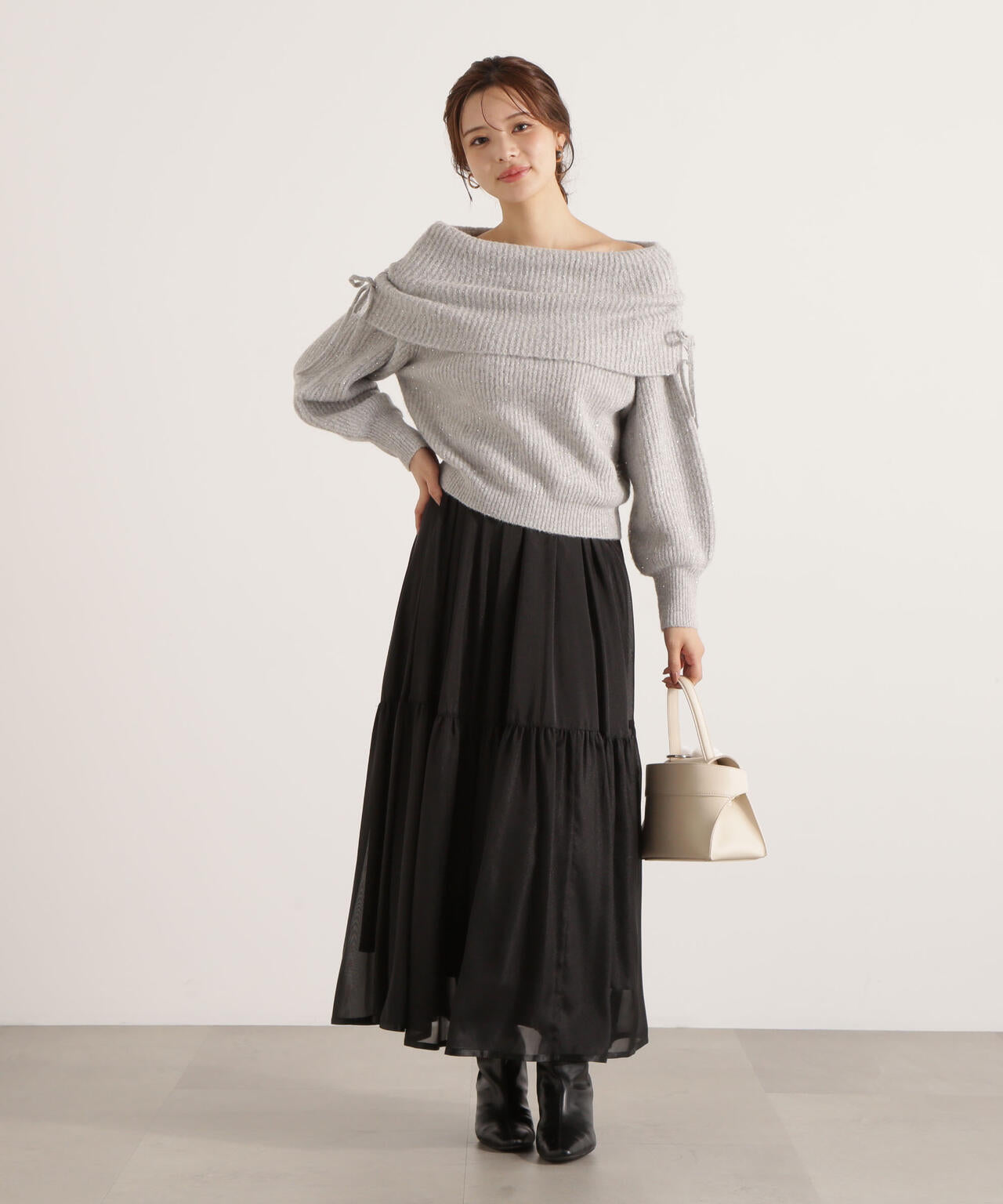 リボン付きオフショルニット | PROPORTION BODY DRESSING