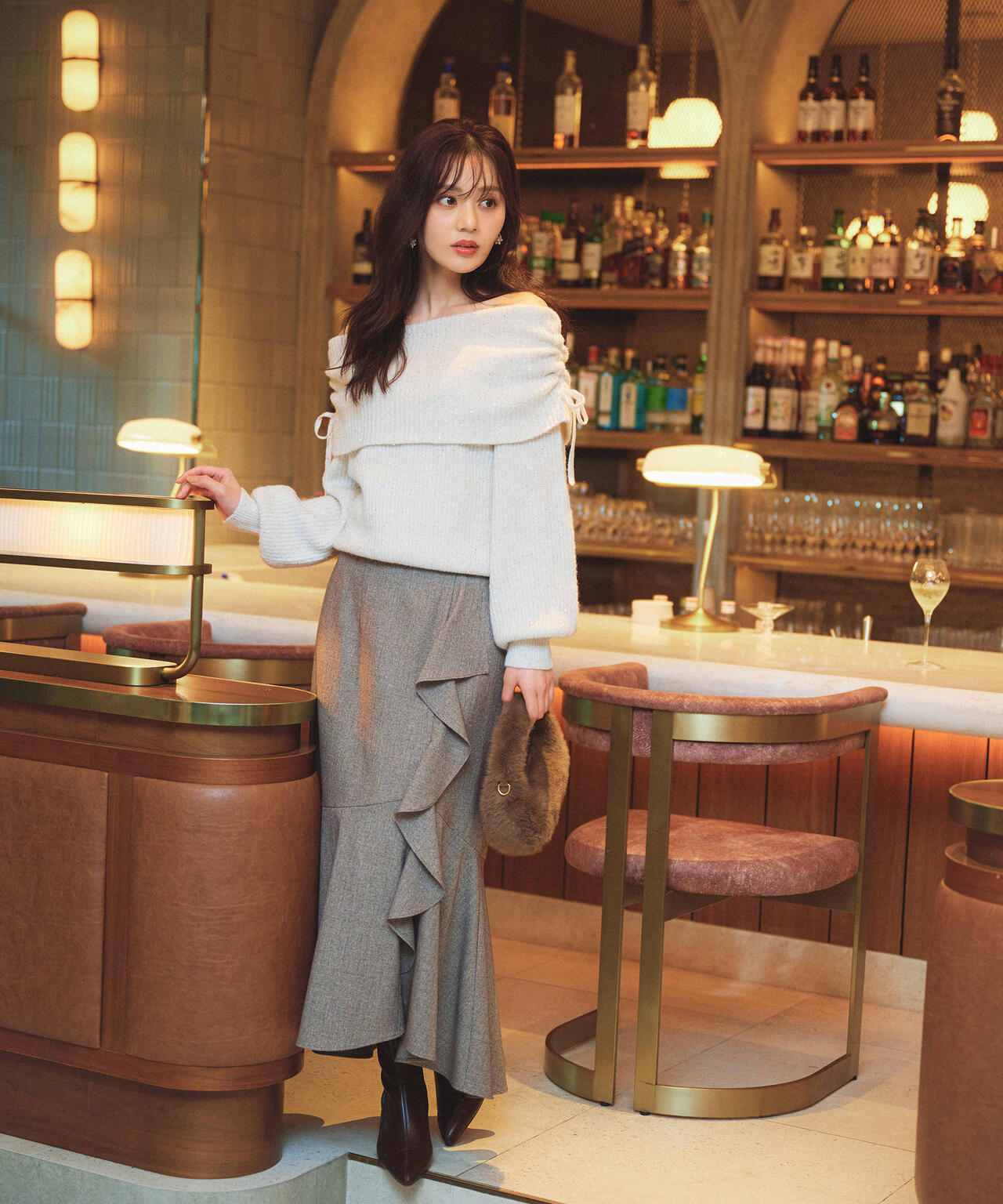 リボン付きオフショルニット | PROPORTION BODY DRESSING