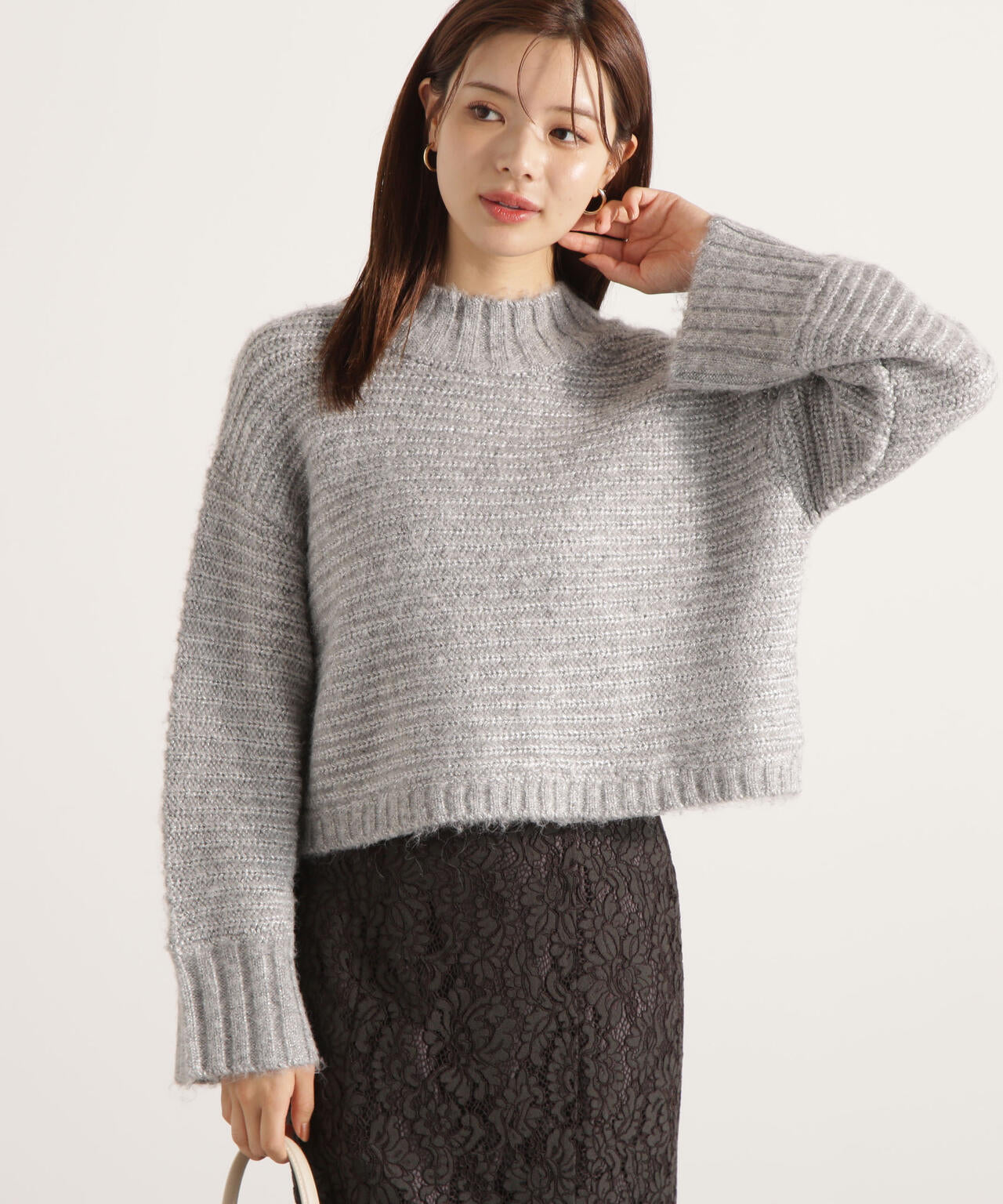 ウールブレンドスタンドカラー畔ニット | PROPORTION BODY DRESSING