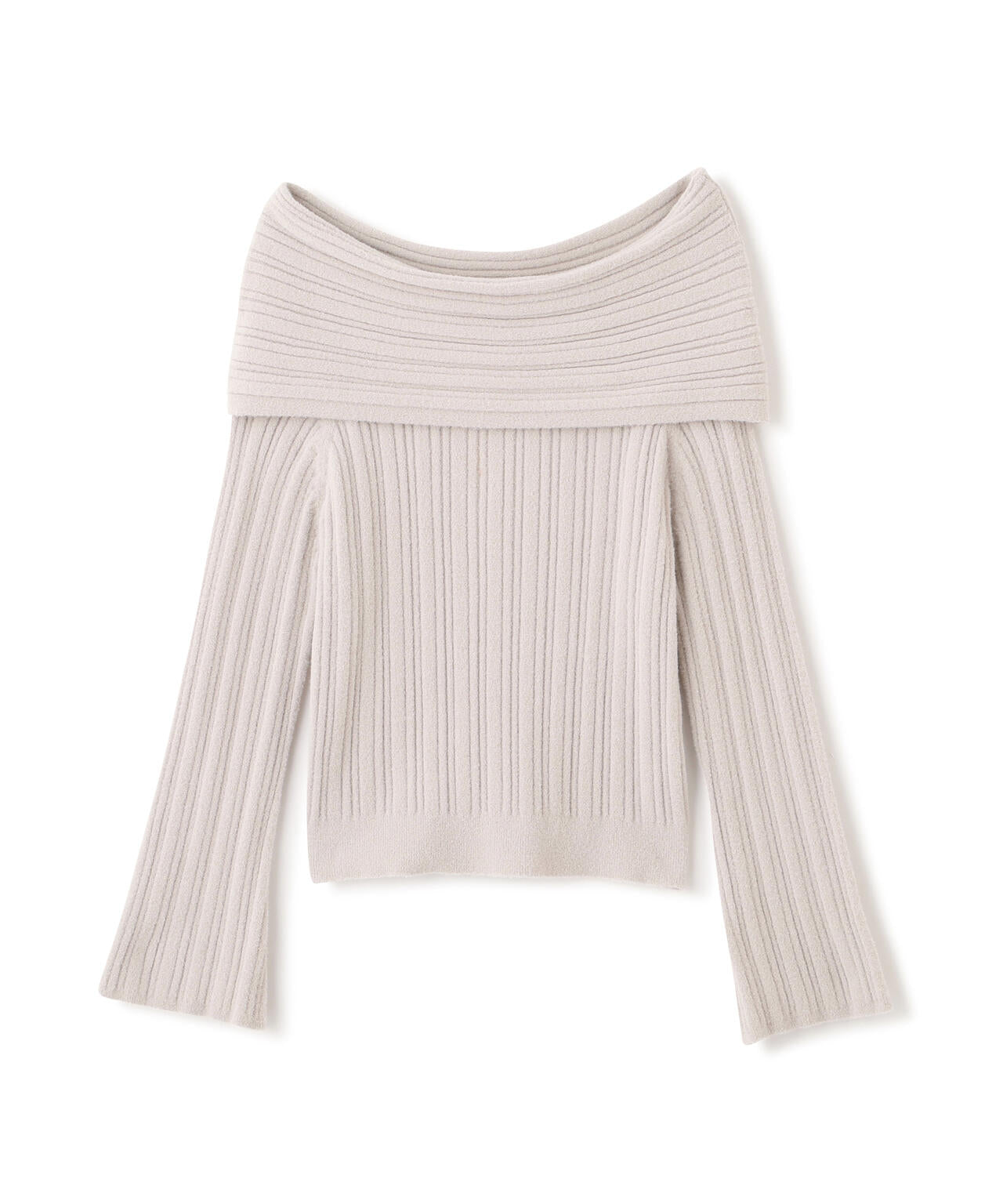 【加藤栞さん着用】ランダムリブオフショルニット