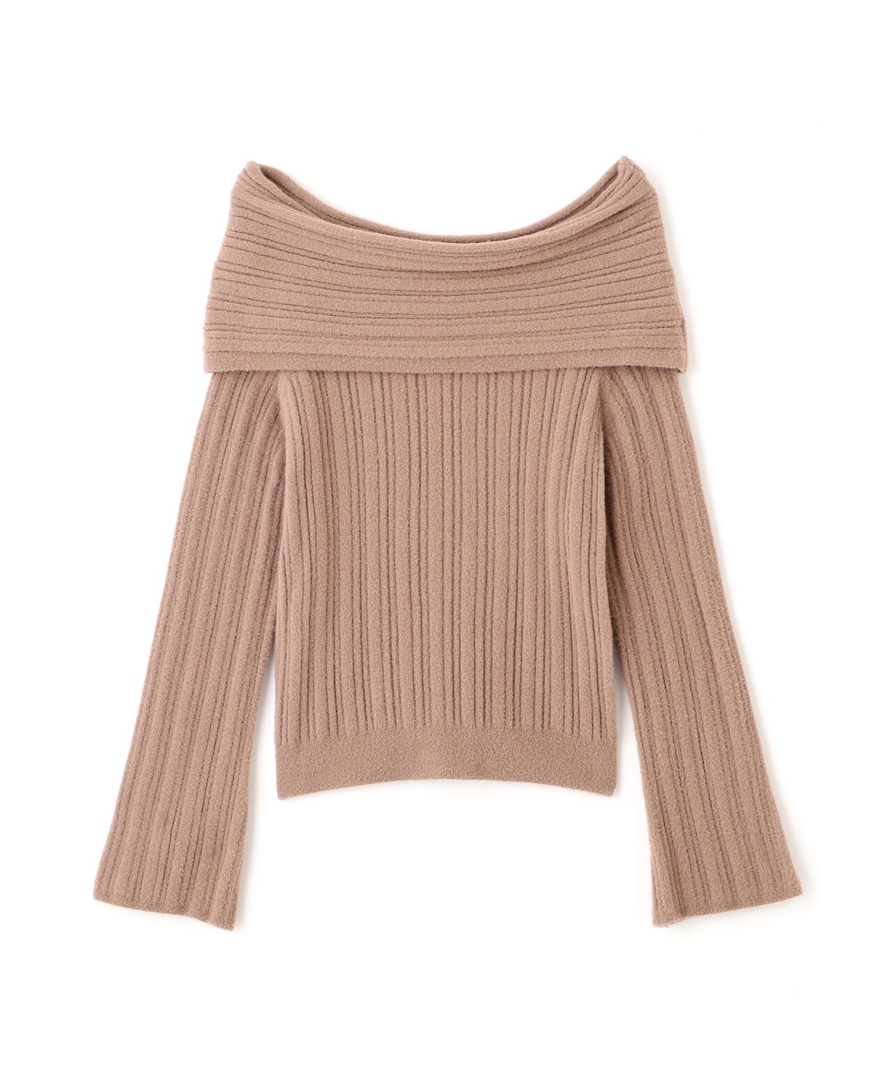 【加藤栞さん着用】ランダムリブオフショルニット